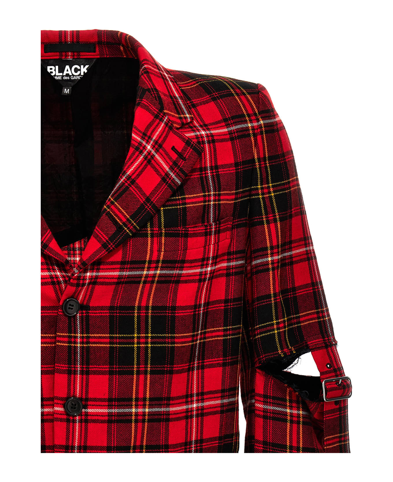 Black Comme des Garçons Check Single-breasted Blazer - Red