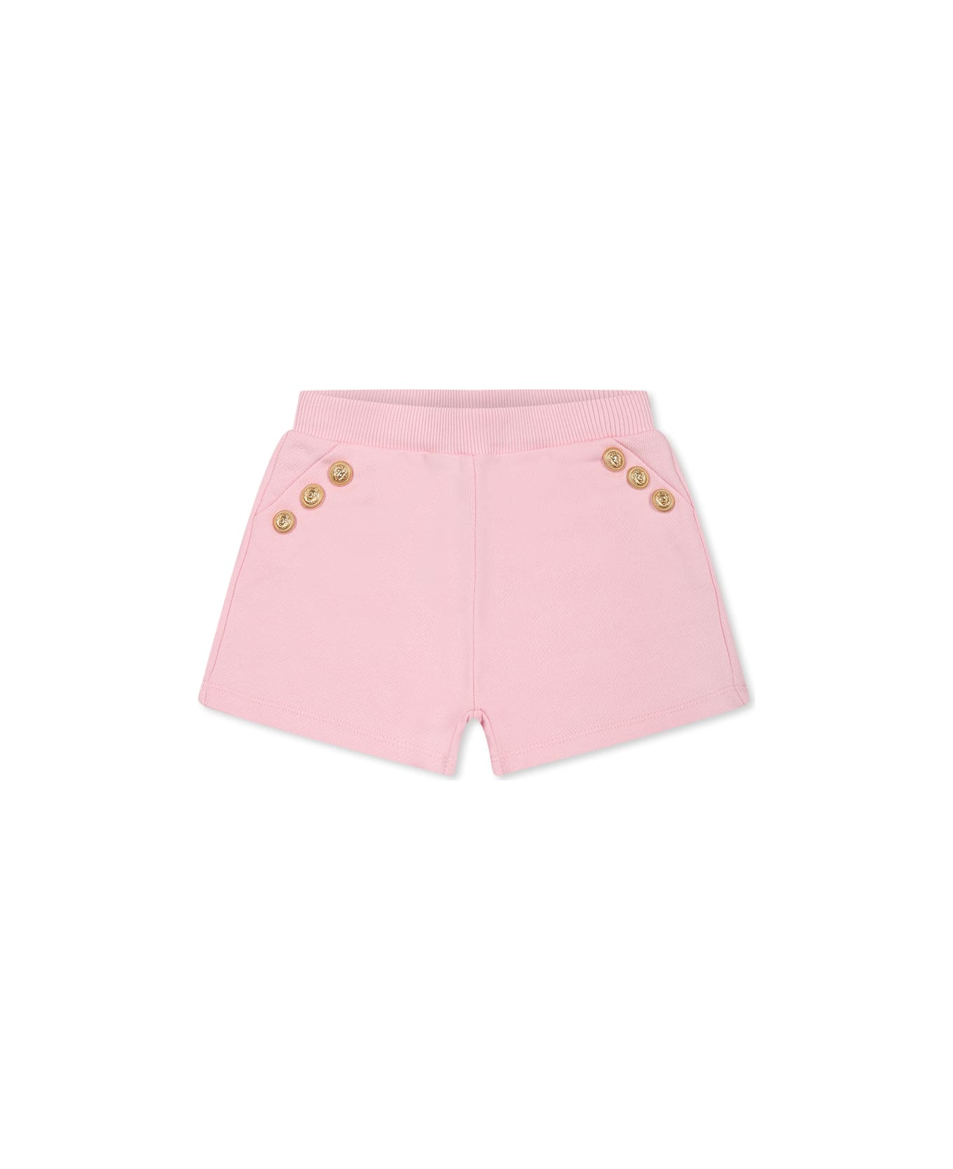 Balmain Pink Shorts For Baby Girl With Buttons - Pink