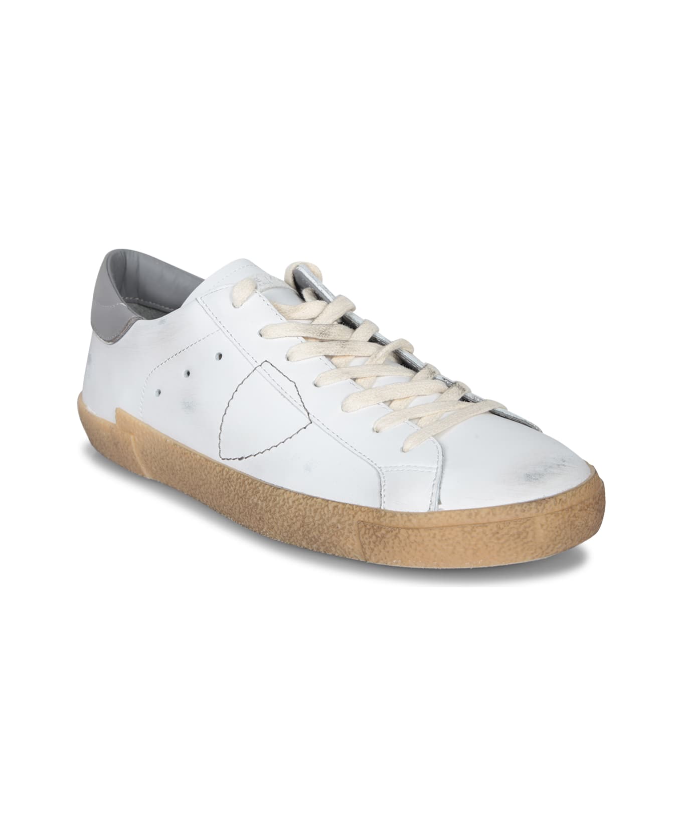 Philippe Model Prsx Low Sneakers In White And Grey - White