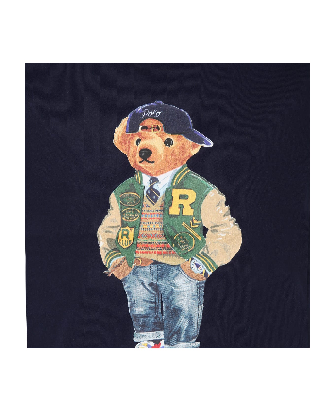 Ralph Lauren Blue T-shirt For Boy With Polo Bear Print - Blue