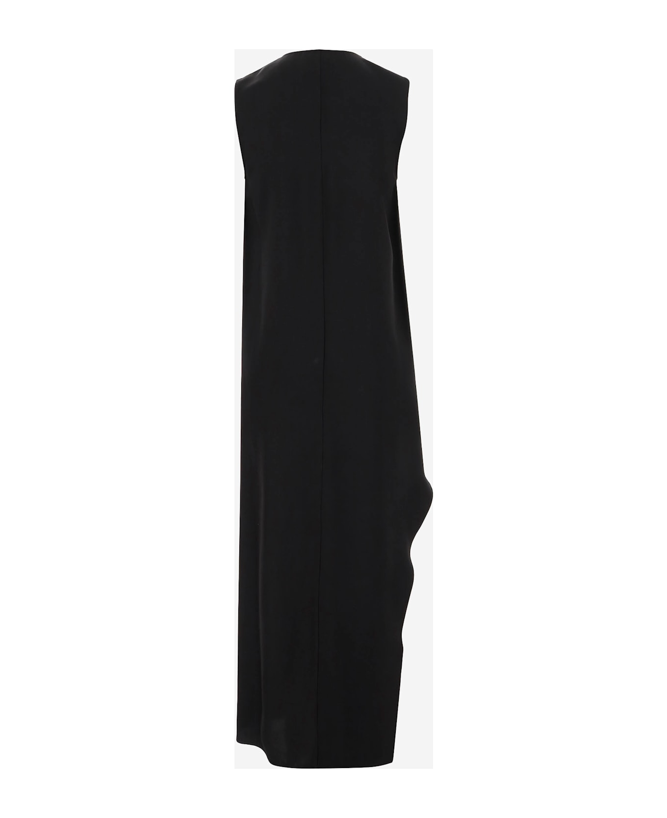 SportMax Long Asymmetrical Viscose Twill Dress - Black