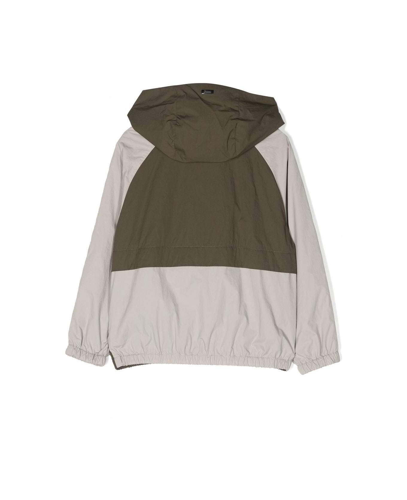 Herno Colour-block Hooded Jacket - Gray