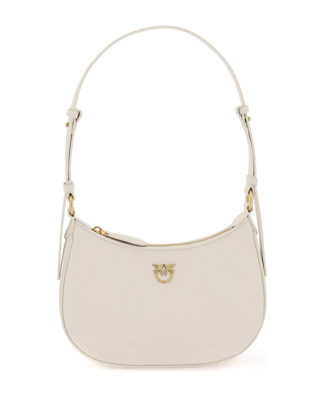 Pinko Half Moon Shoulder Bag - BIANCO SETA ANTIQUE GOLD (White)