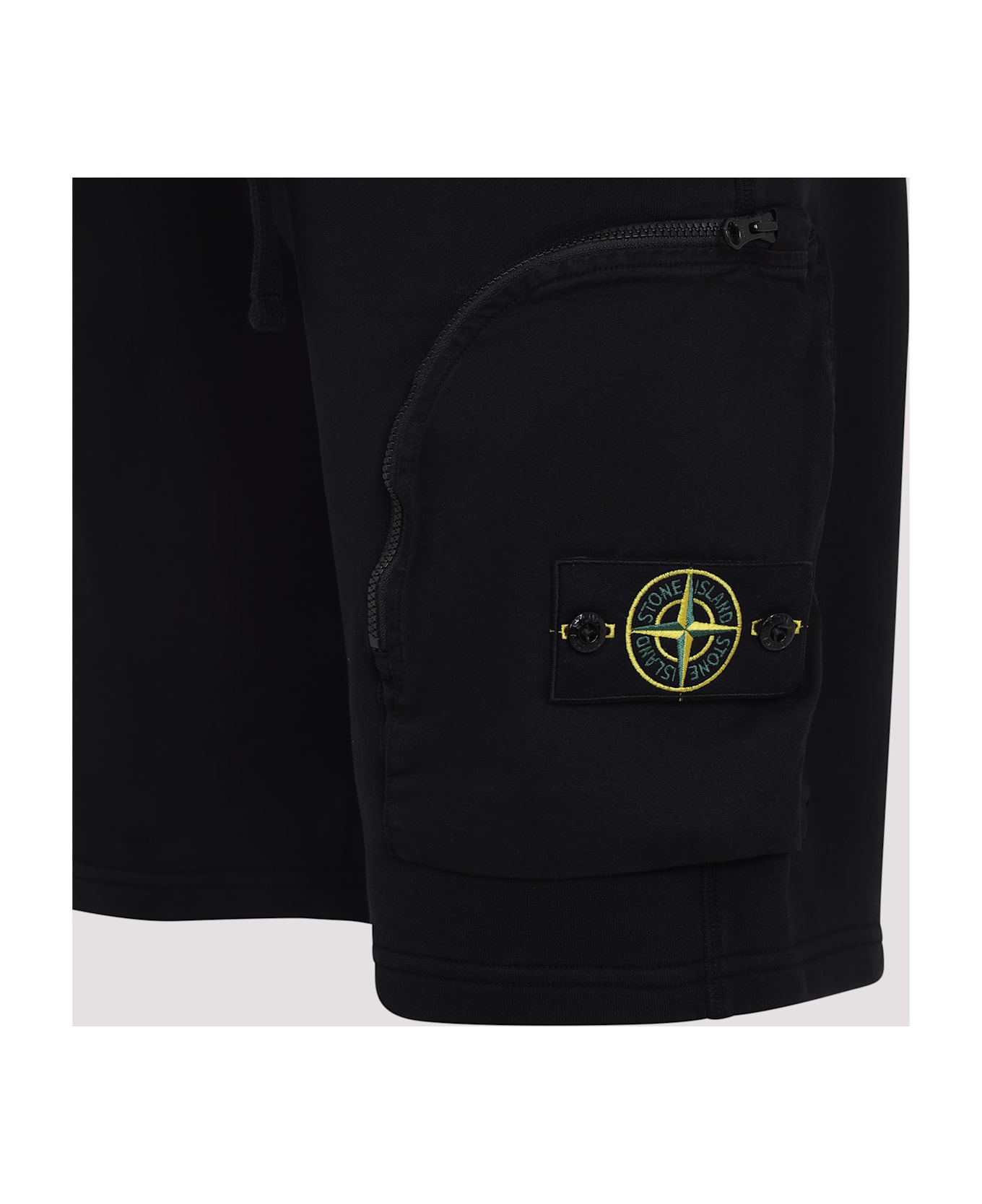 Stone Island Logo-patch Drawstring Shorts - BLACK