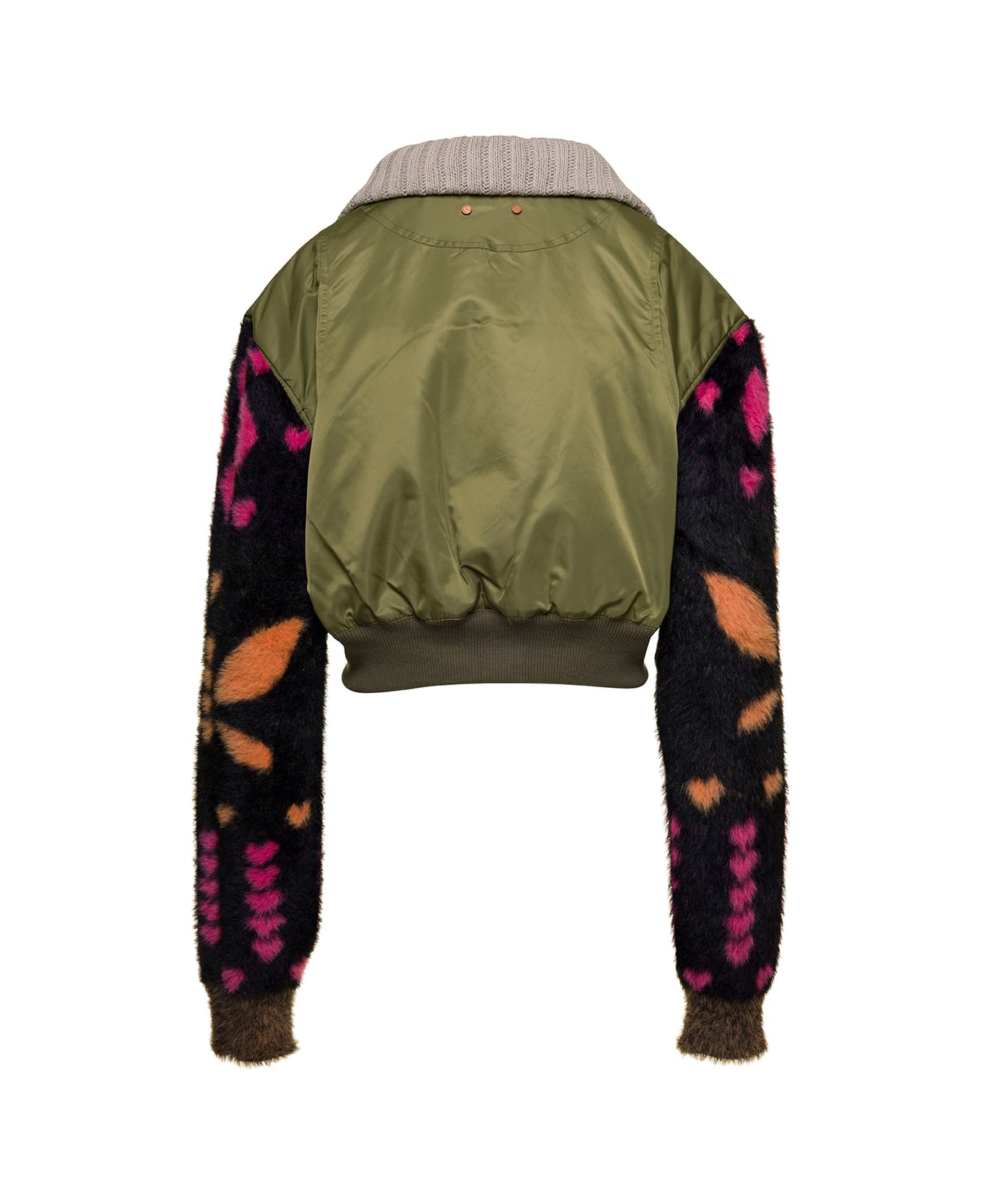 Andersson Bell Leona Jacquard Knit Sleeve Bomber Jacket - Green