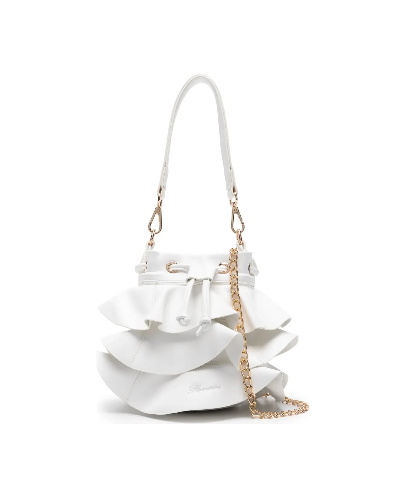 Miss Blumarine White Hand Bag With Ruffles - Bianco アクセサリー＆ギフト