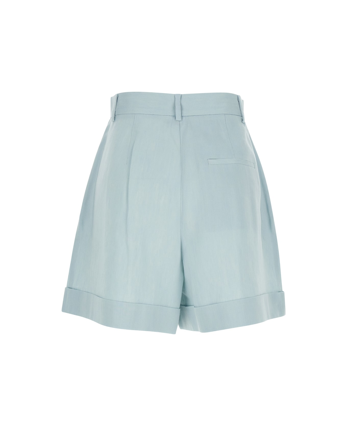 The Andamane Light Blue Shorts With Pinces In Linen Blend Woman - Blu