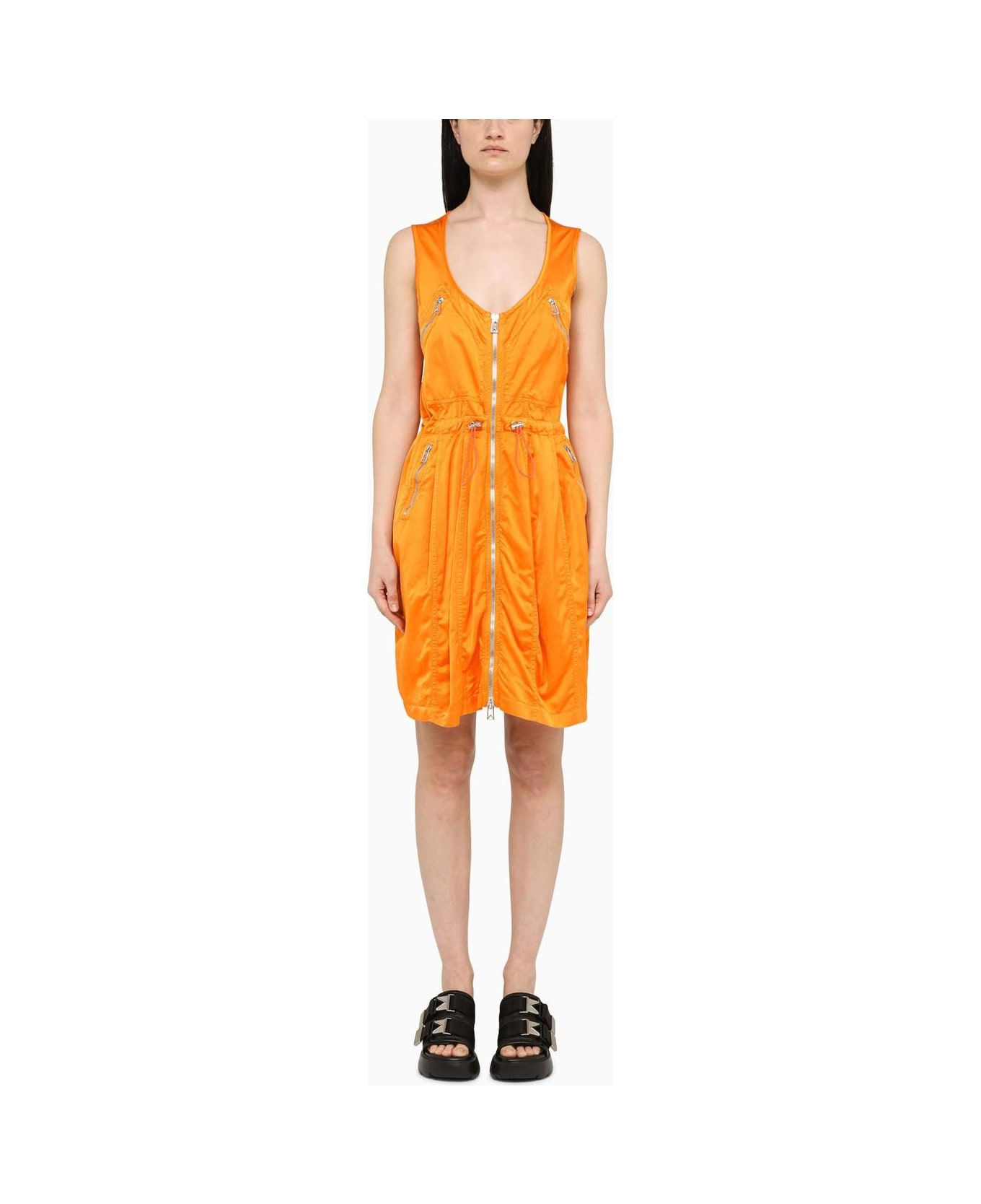 Bottega Veneta Orange Zipped Short Dress