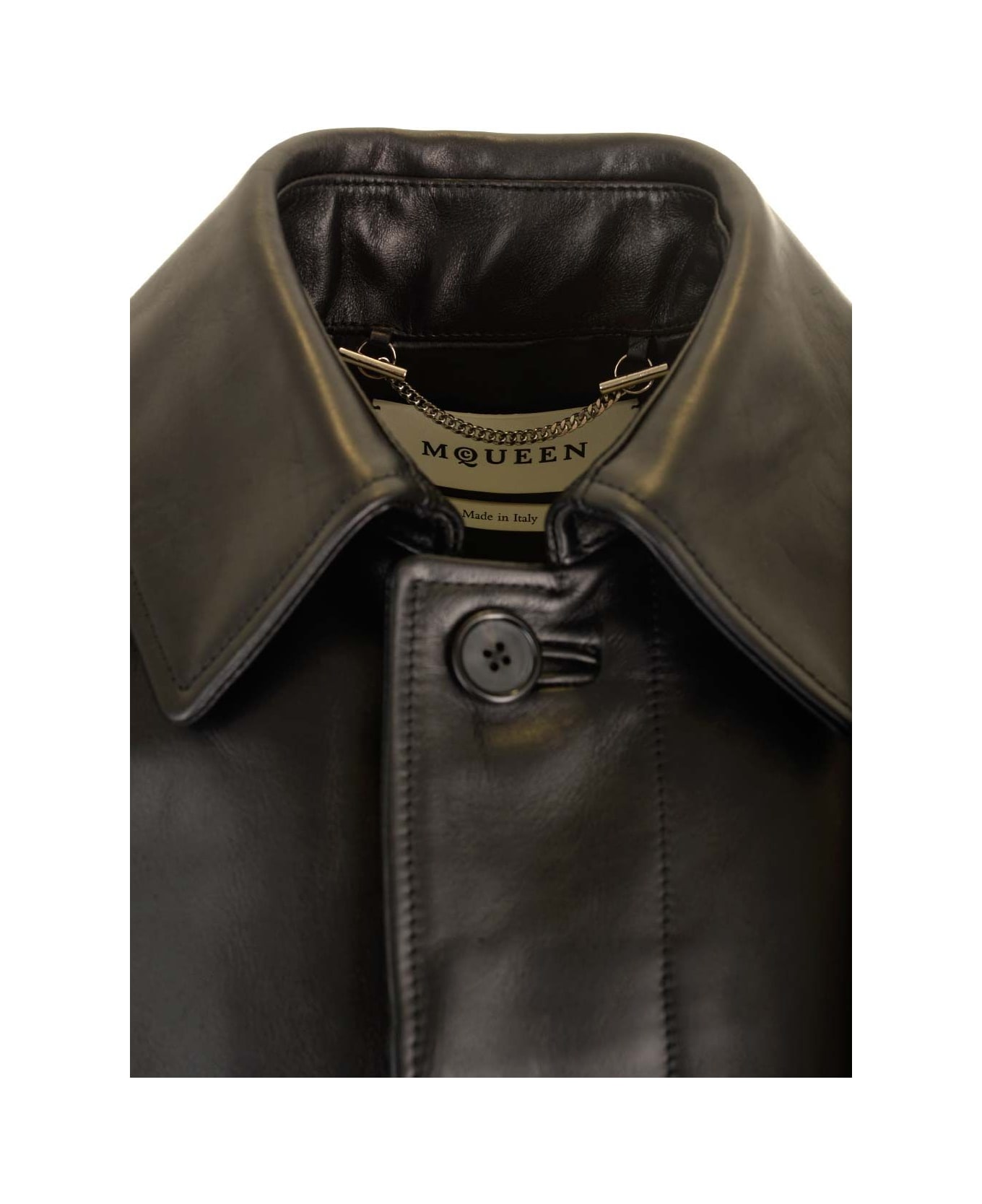 Alexander McQueen Leather Raincoat - Black