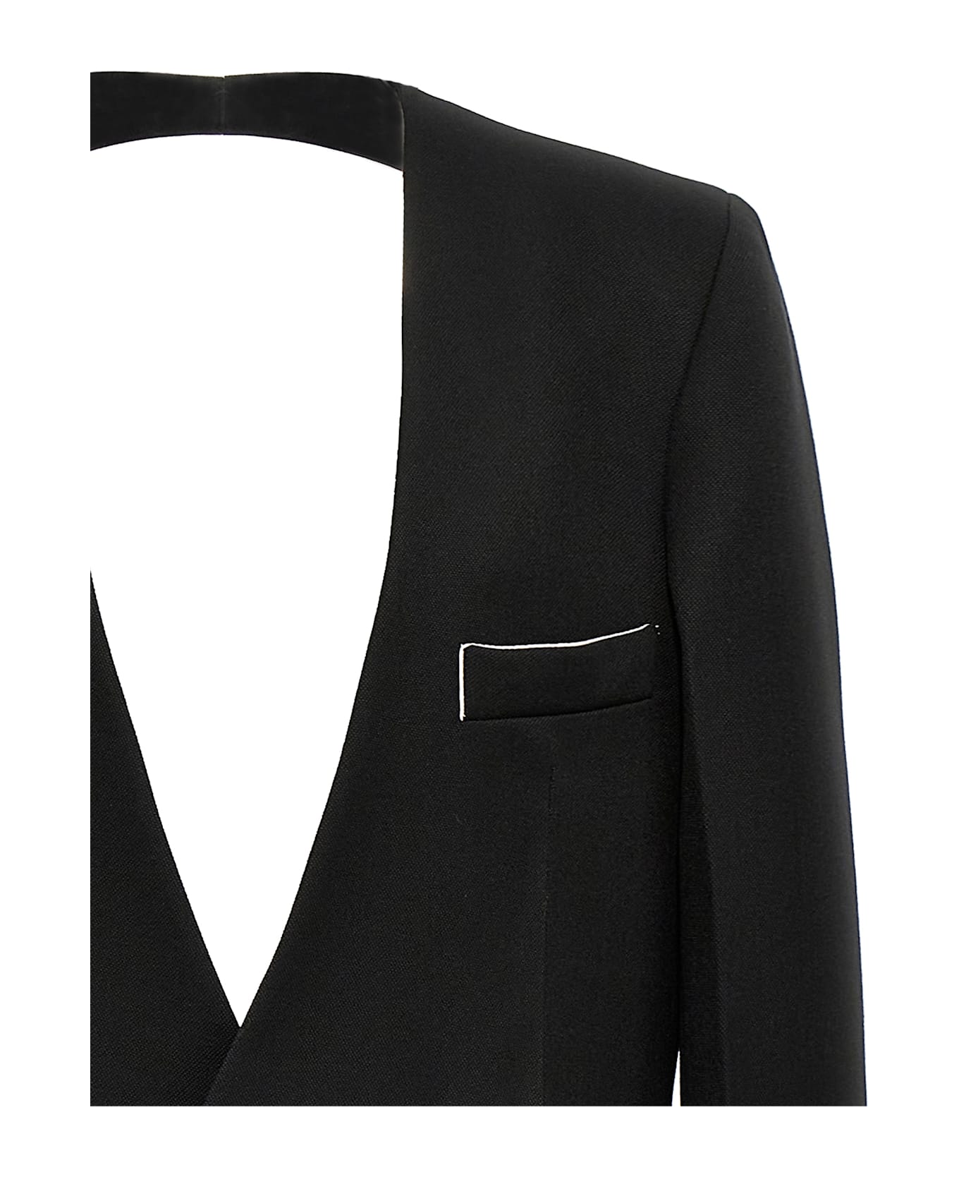 Victoria Beckham 'shrunken Collarless Open-back' Blazer - Black  