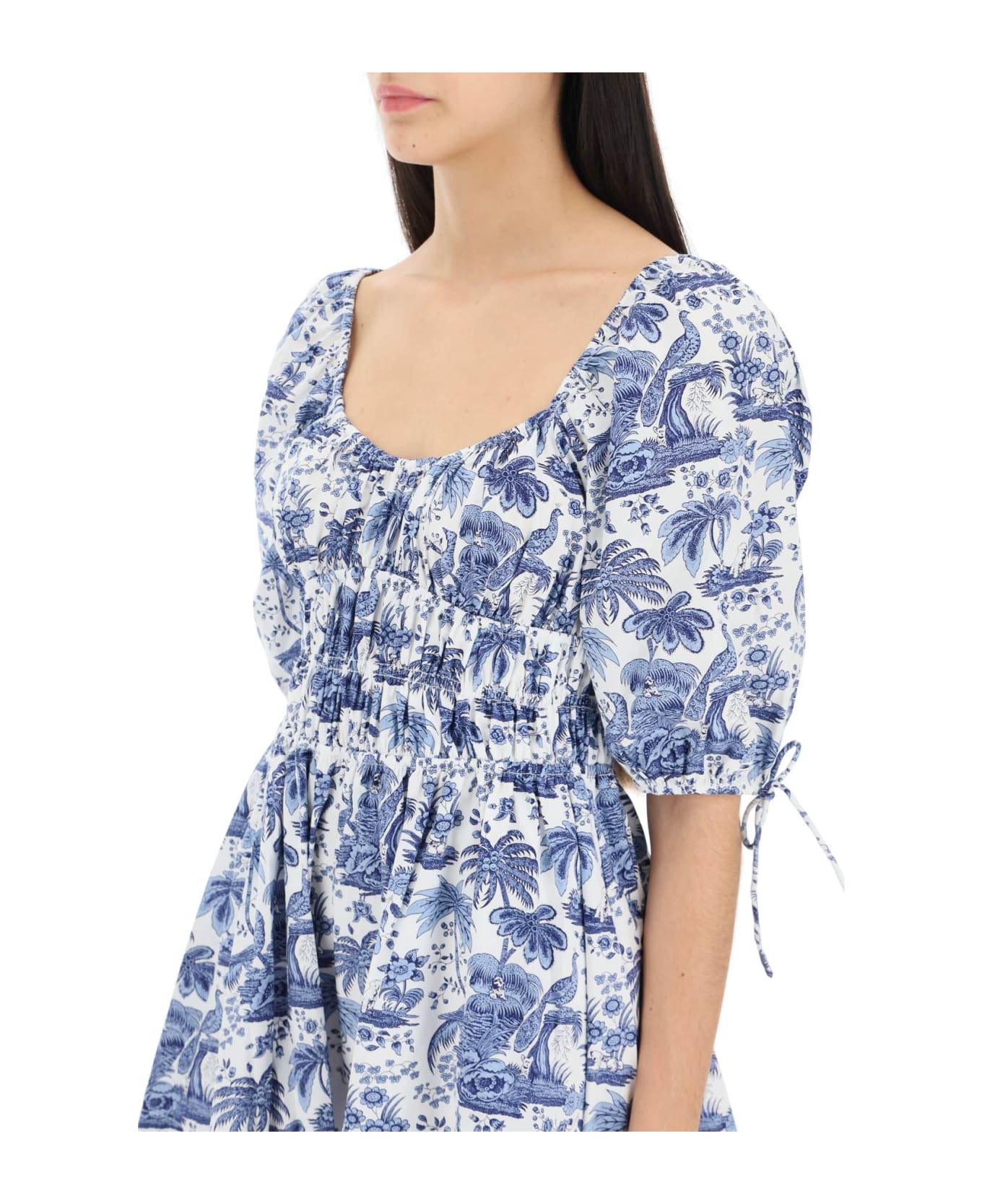 STAUD 'faye' Toile De Jouy Mini Cotton Dress - BLUE TOILE (White) ワンピース＆ドレス
