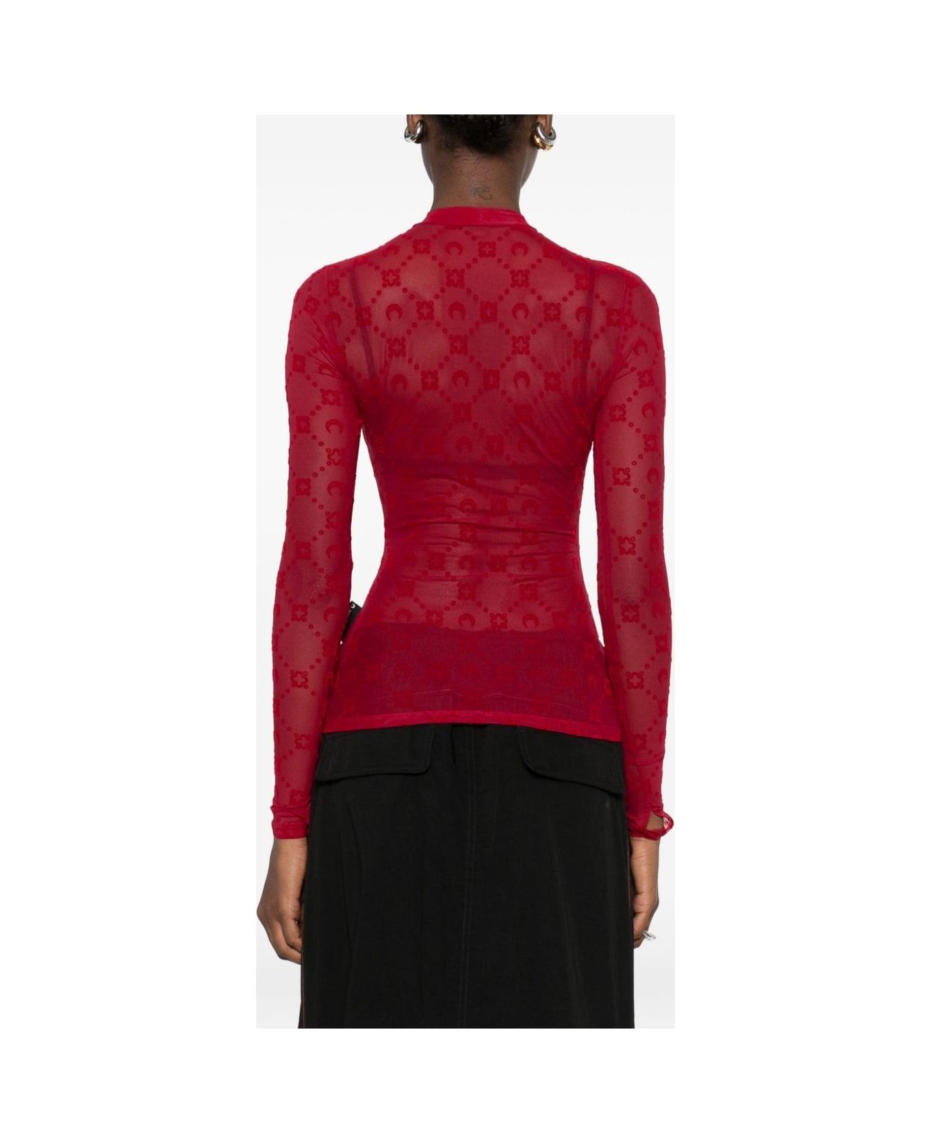 Marine Serre Monogram High-neck Top - Red