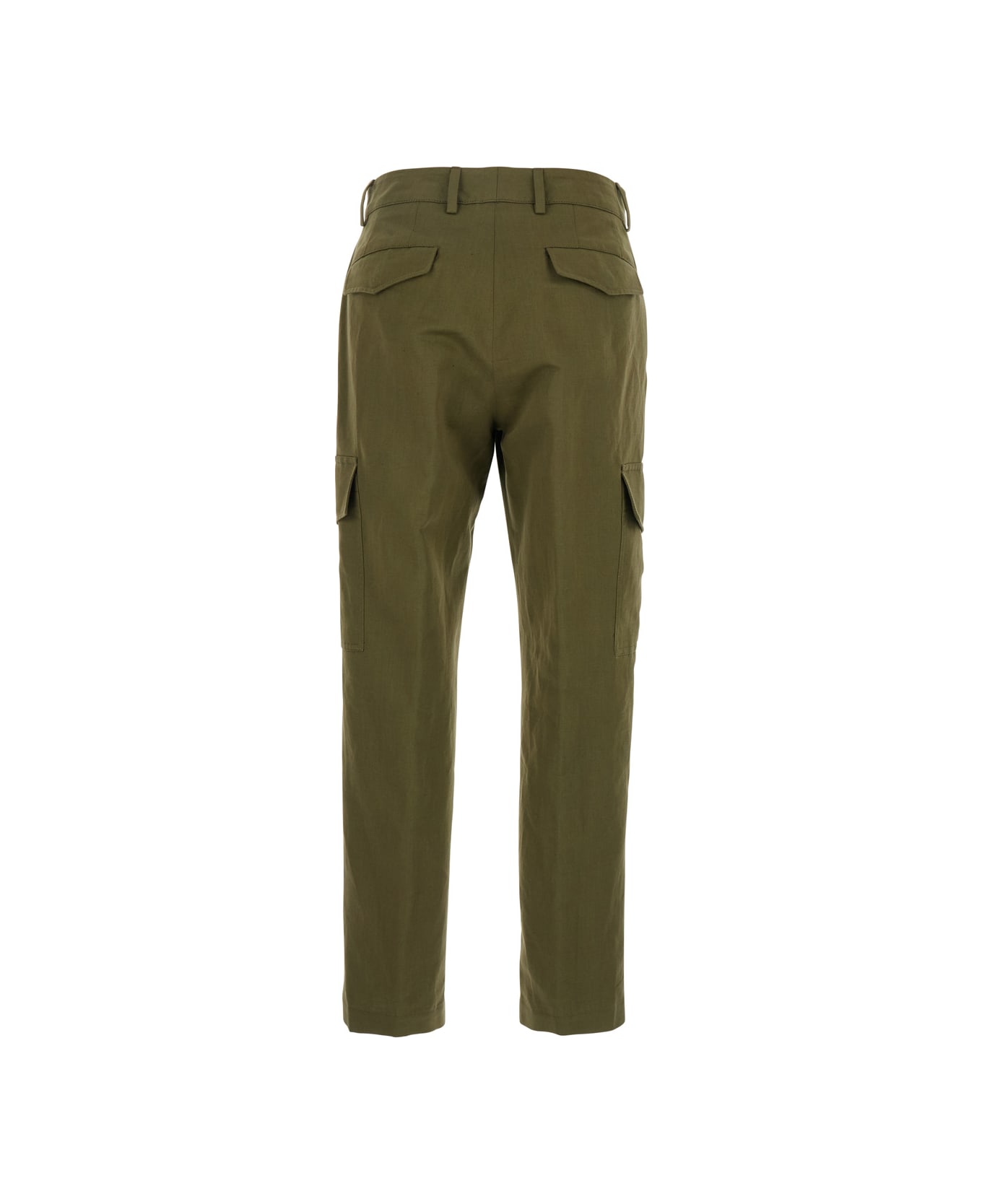 PT Torino Green Pants With Cargo Pockets In Cotton And Linen Blend Woman - Green