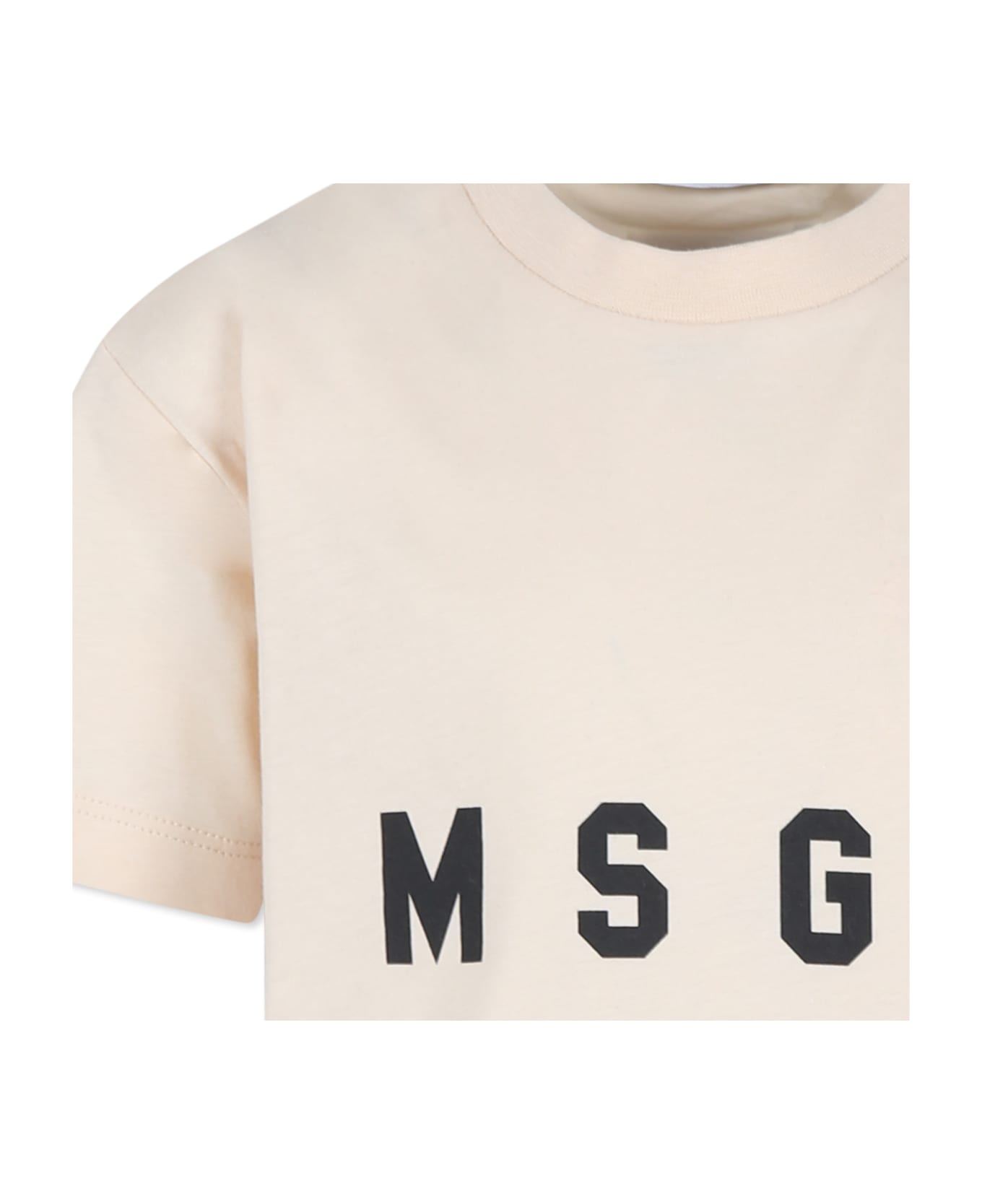 MSGM Ivory T-shirt For Kids With Logo - Ivory