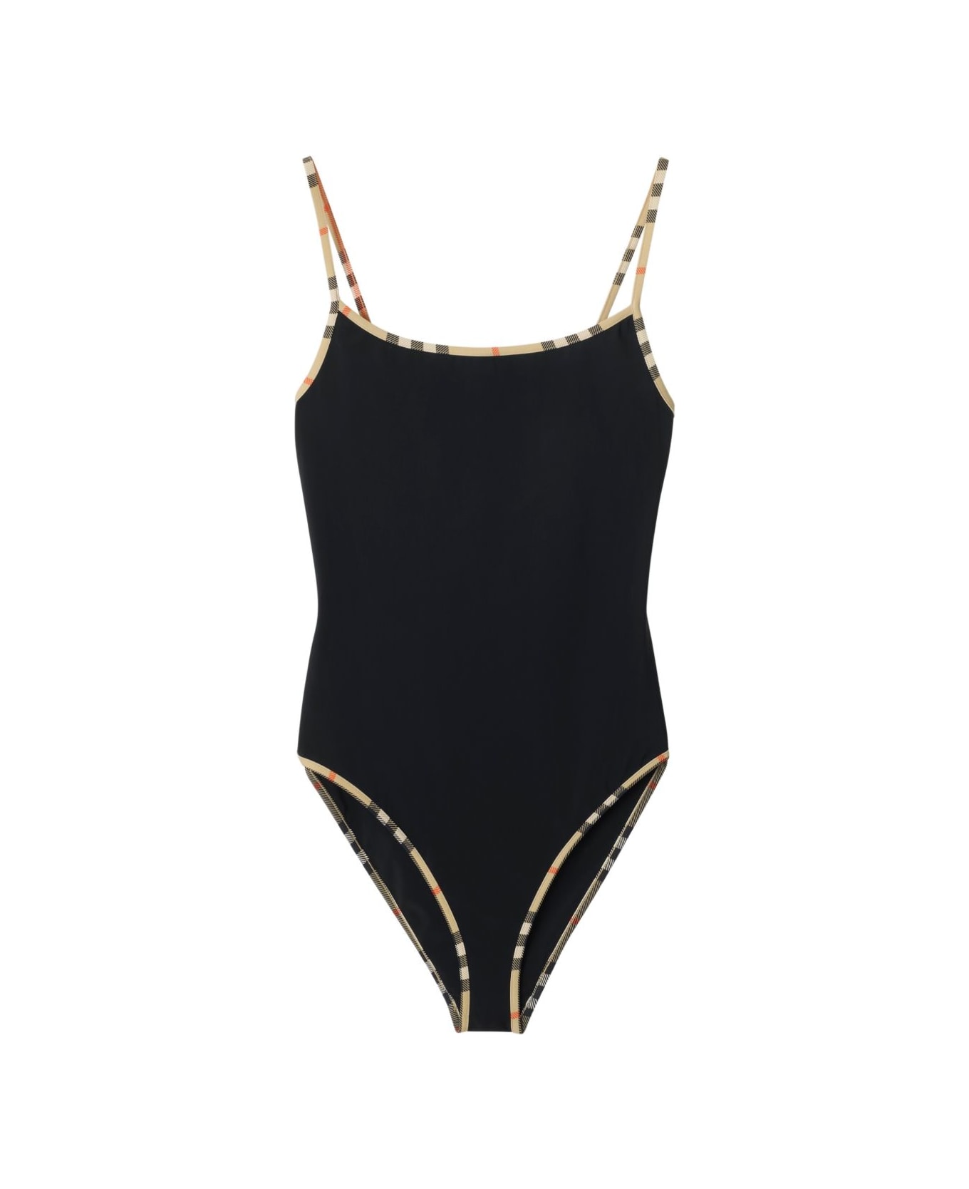 Burberry Check Detail Swimsuit - Black