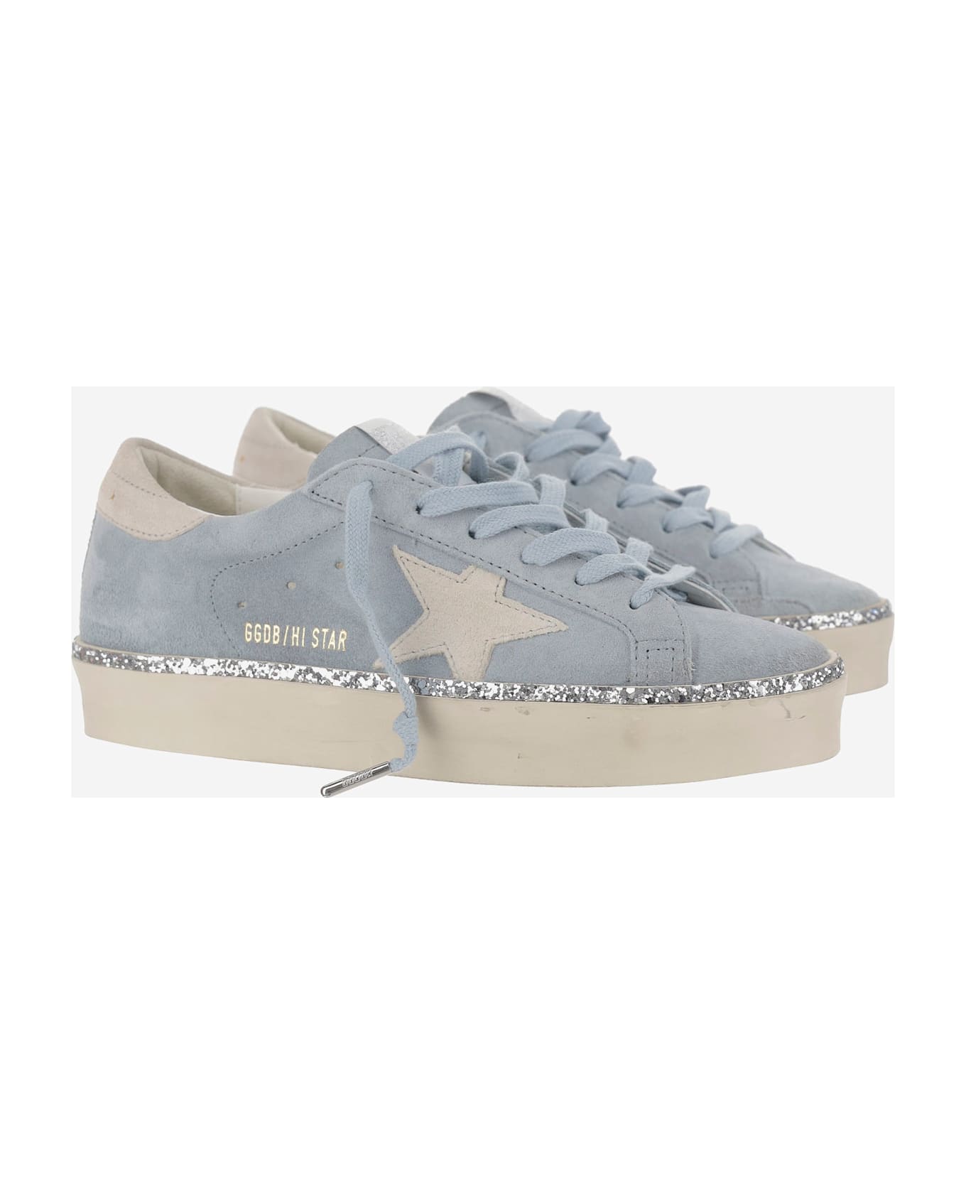 Golden Goose Hi Star Sneakers With Glitter - Clear Blue