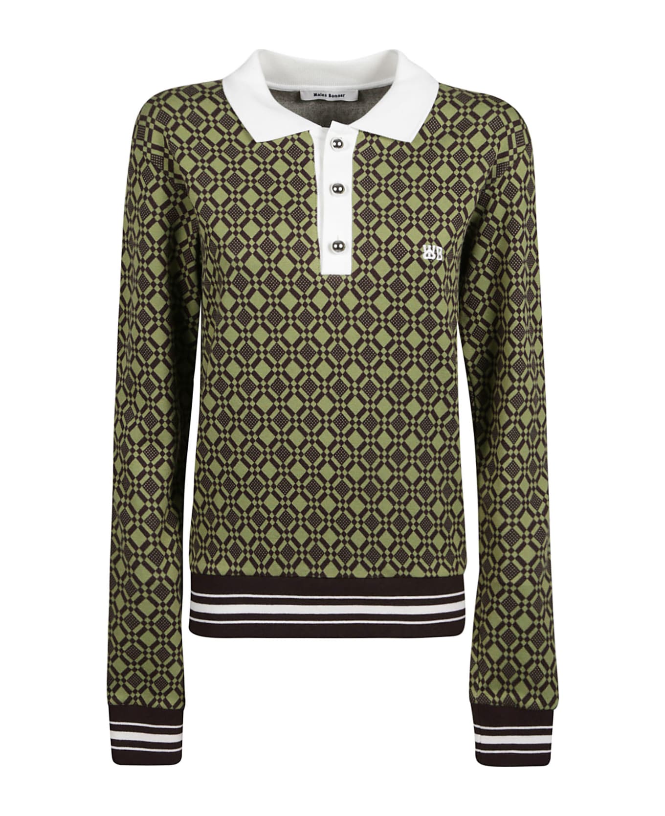 Wales Bonner Cotton Jaquard Power Top - Olive Green
