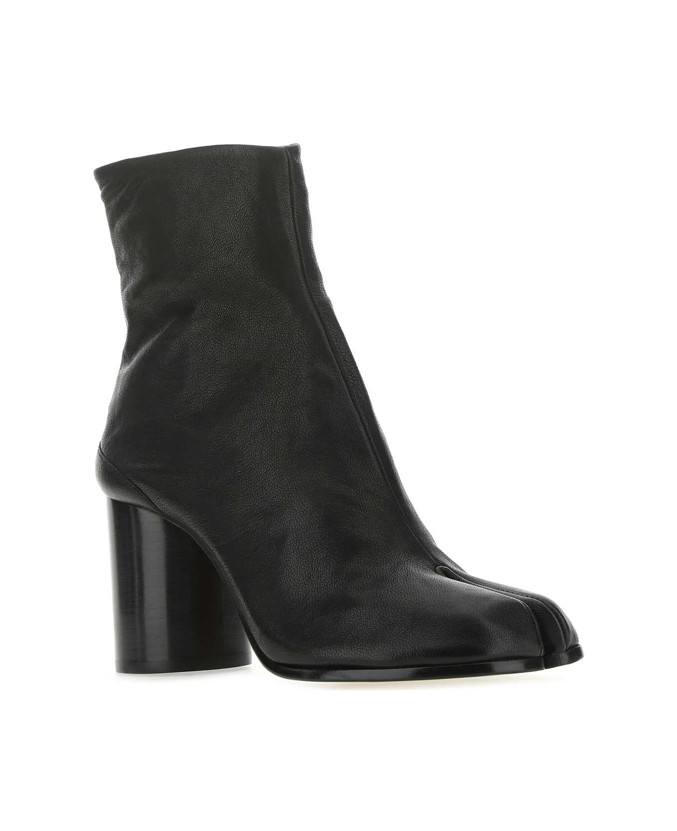 Black Leather Tabi Ankle Boots