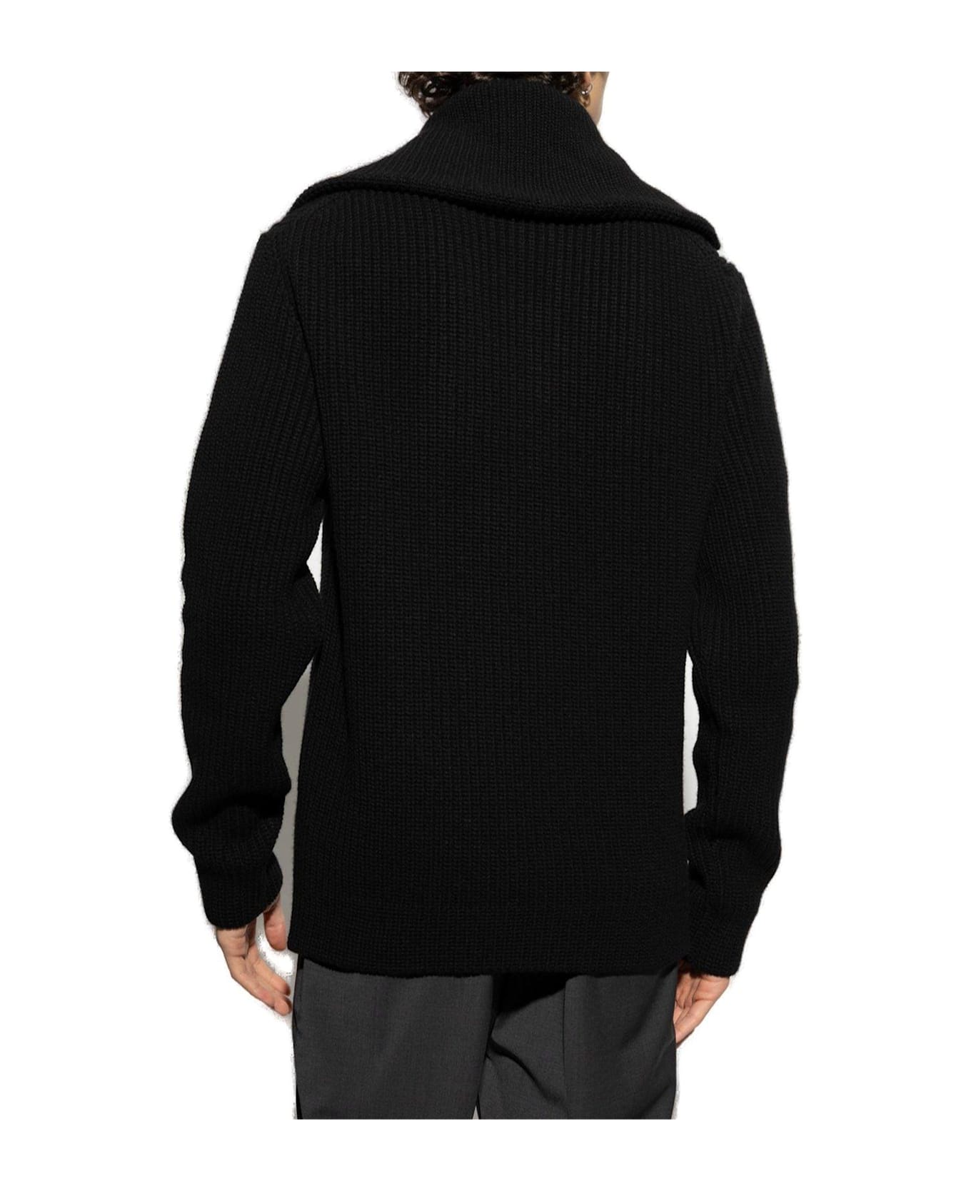 Dolce & Gabbana Logo Tag Half-zipped Cardigan - Nero