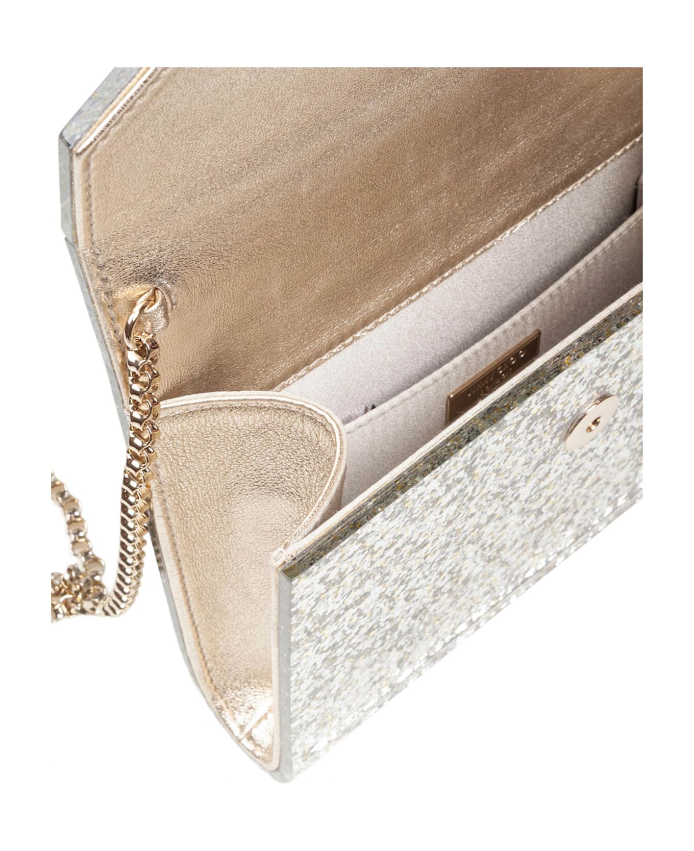 Jimmy Choo Candy Clutch Bag In Acrylic Fabric With Glitter - Champagne