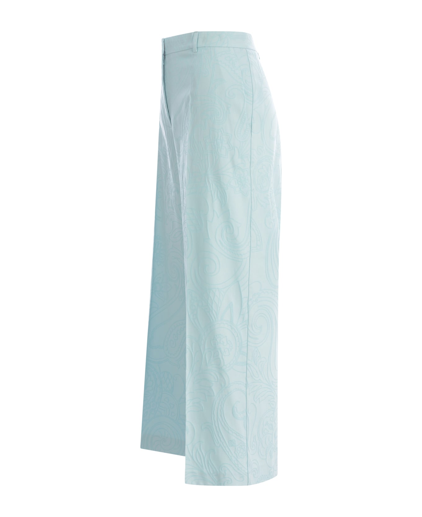 Etro Pastel Light-blue Stretch Cotton Blend Cropped-cut Pant - LIGHTBLUE ボトムス