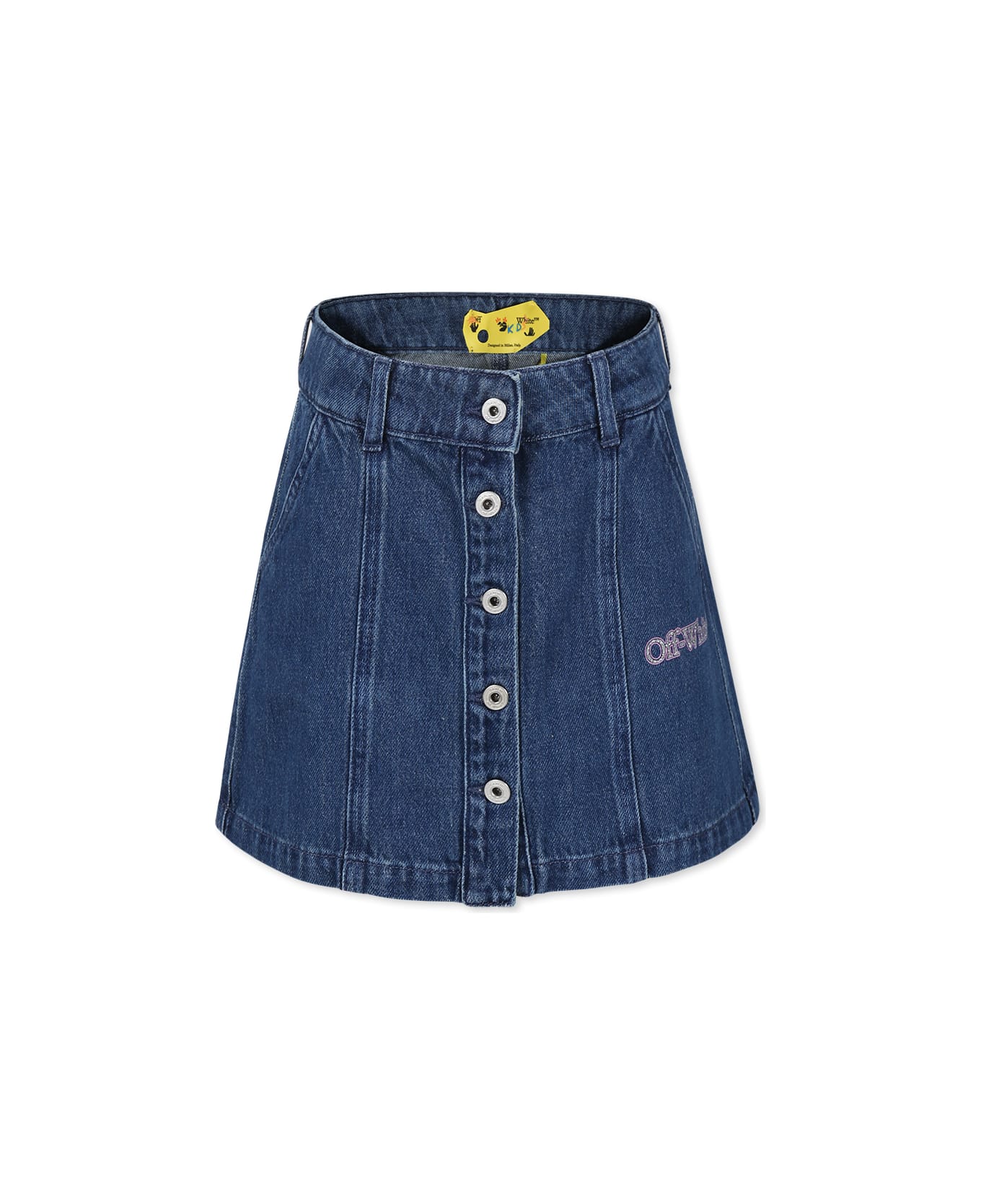 Off-White Blue Skirt For Girl With Logo - Denim