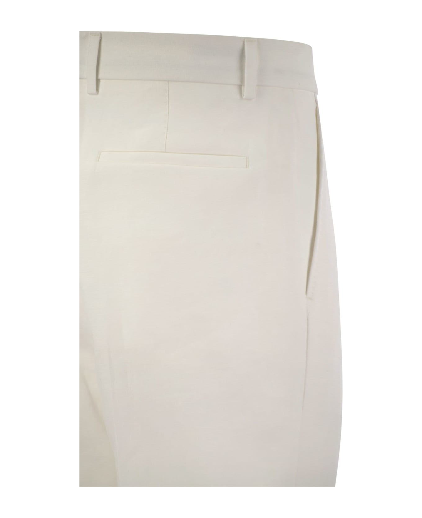 Brunello Cucinelli Leisure Fit Linen Trousers With Darts - Cream ボトムス