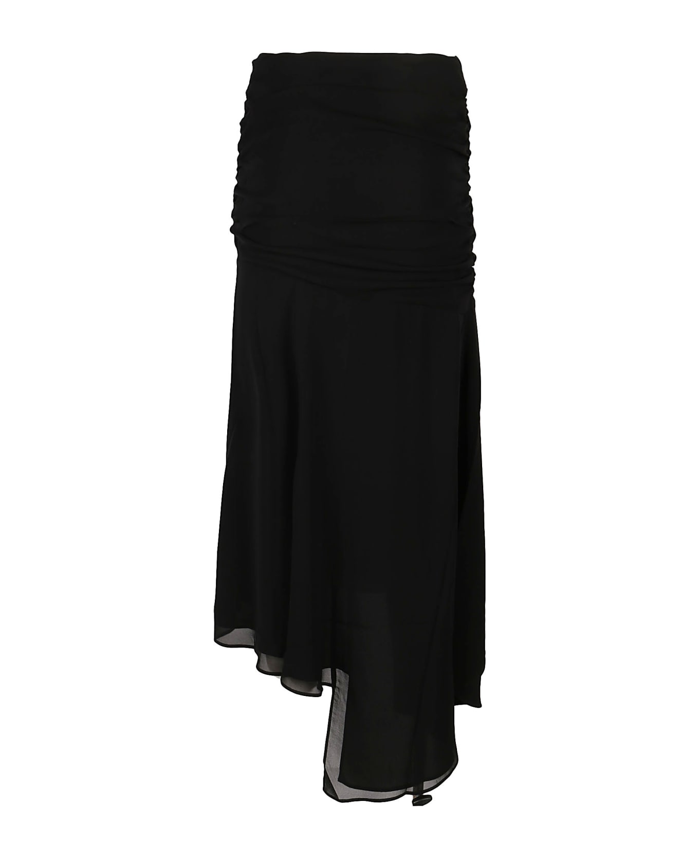 The Andamane Leticia Asymmetric Drapped Midi Skirt - Black ワンピース＆ドレス