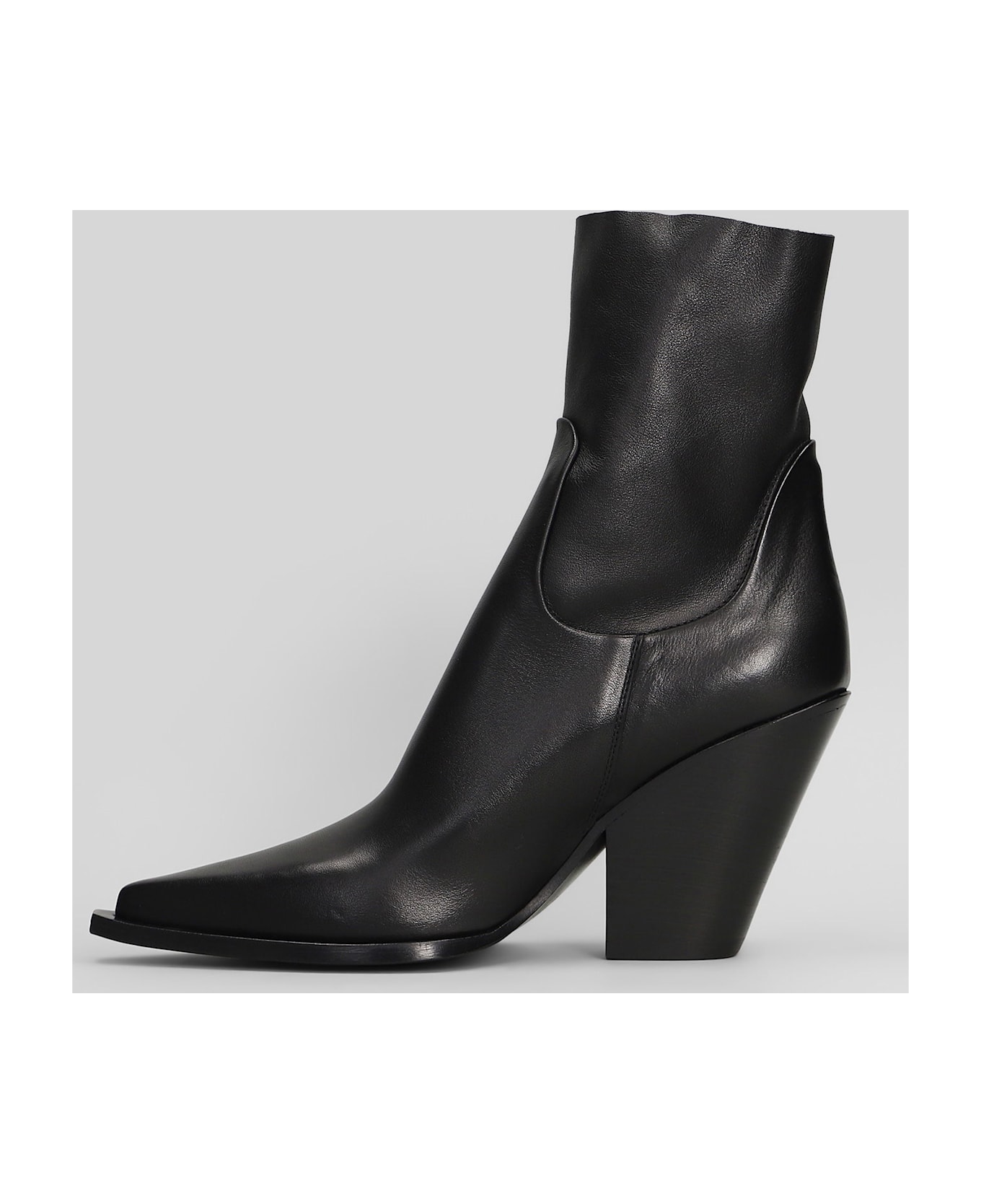 Elena Iachi Texan Ankle Boots In Black Leather - black