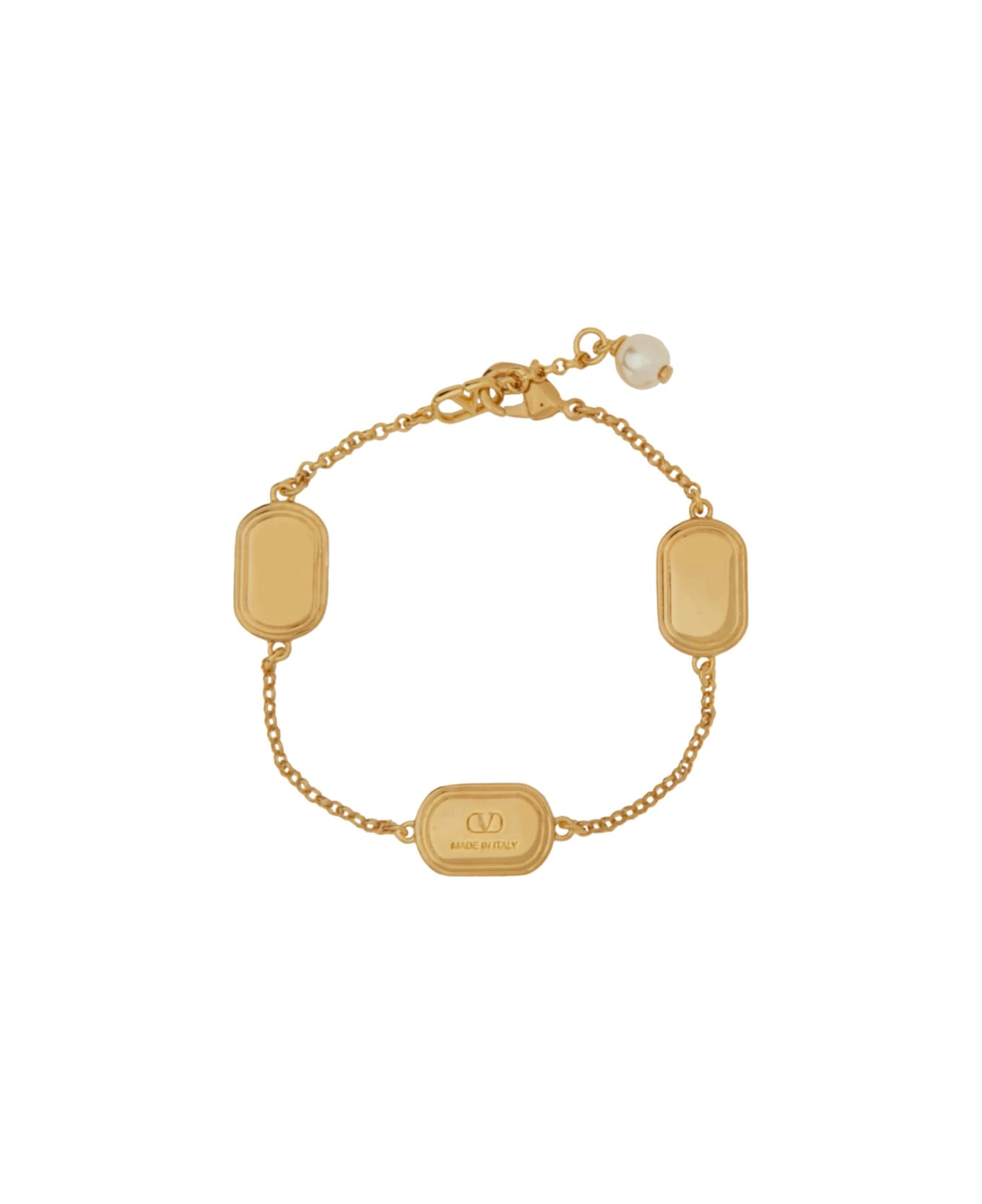 Valentino Garavani Metal, Enamel, Crystal And Swarovski® Pearl "ovalette" Bracelet - GOLD