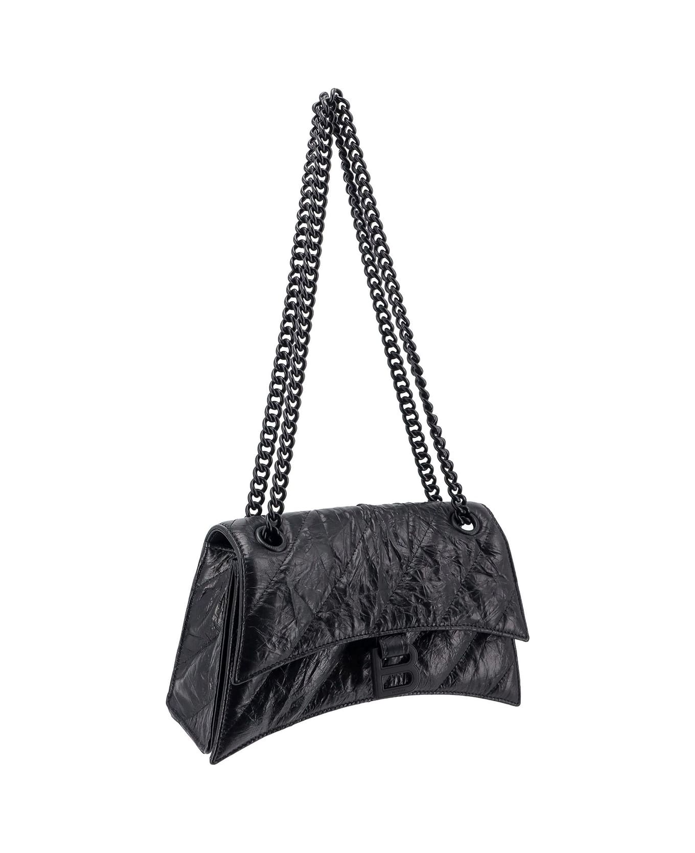 Balenciaga Crush Monogrammed Shoulder Bag - Black