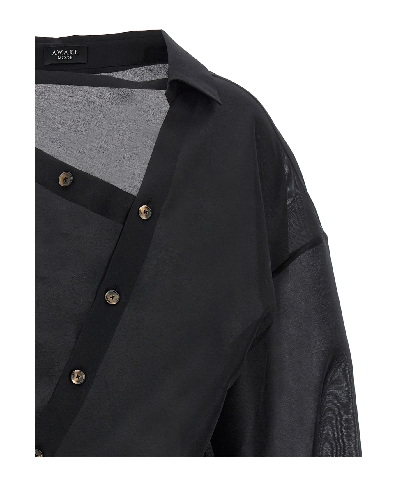 A.W.A.K.E. Mode Asymmetric Shirt - Black   シャツ