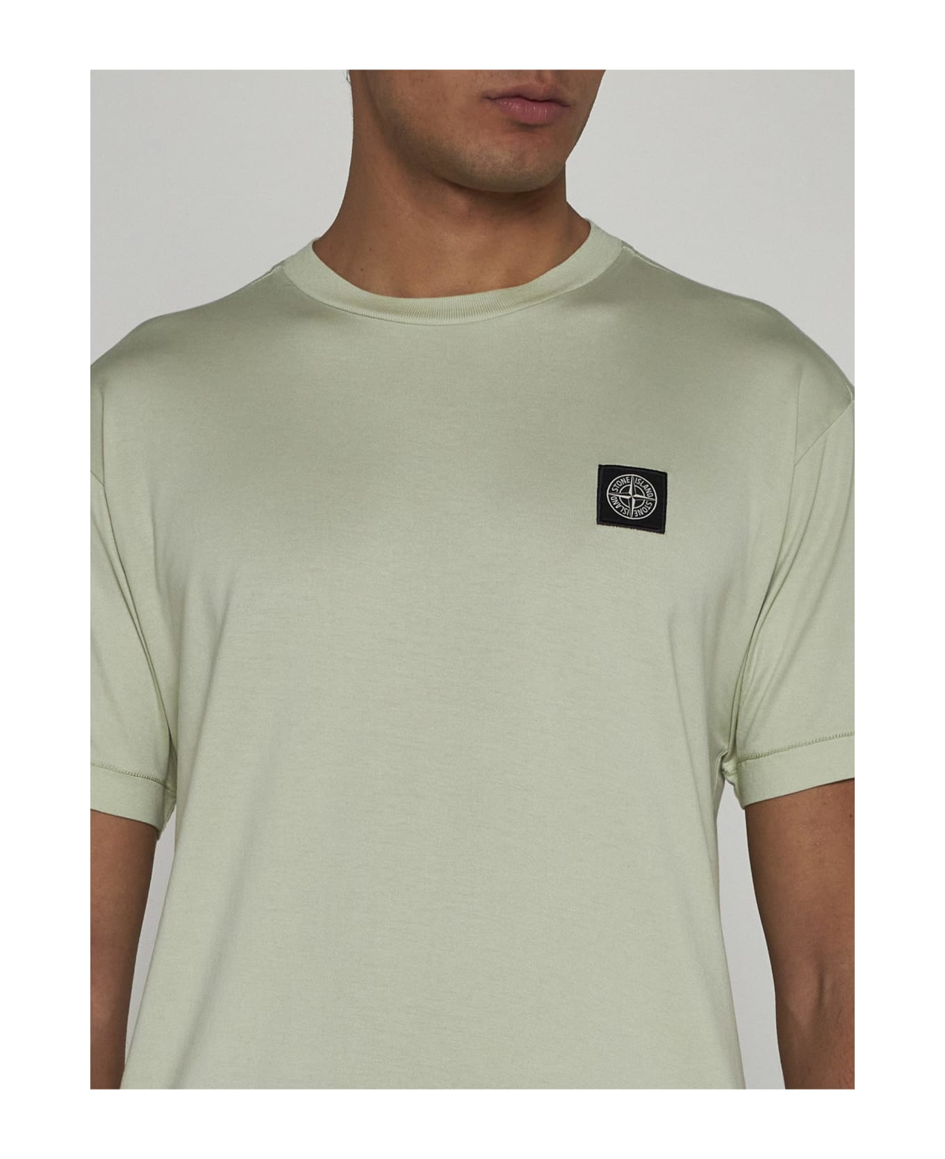 Stone Island Logo-patch Cotton T-shirt - GREEN