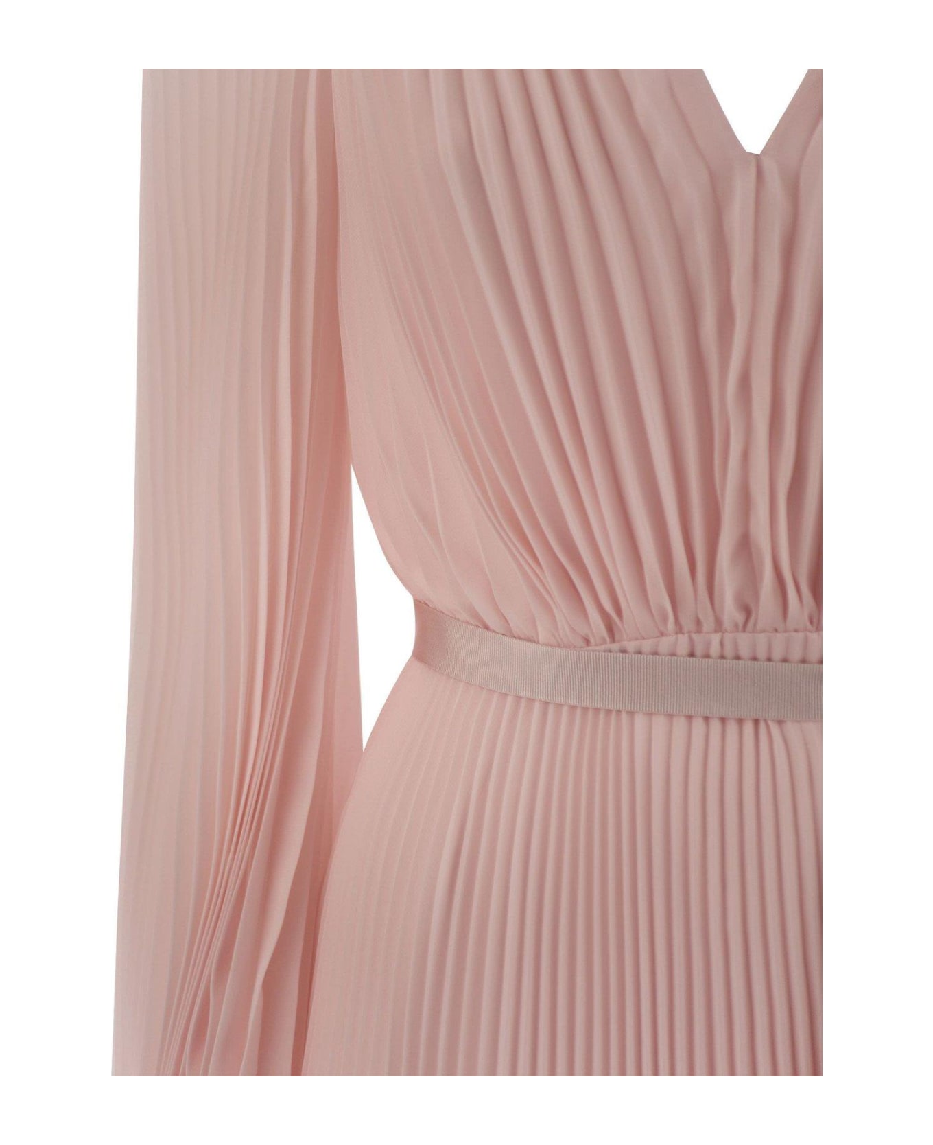Max Mara Pianoforte V-neck Pleated Mini Dress - Pink