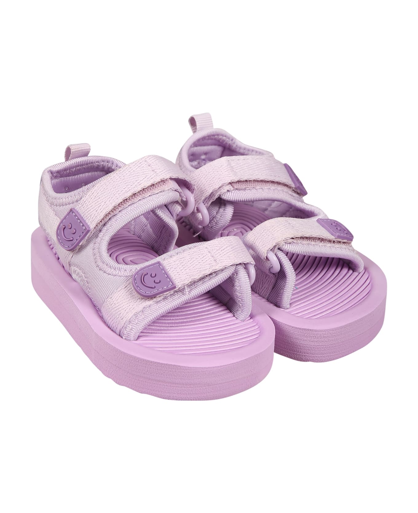 Molo Purple Sandals For Baby Girl With Logo - Violet