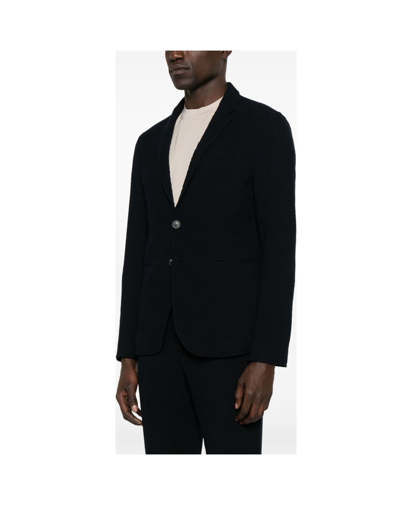 Emporio Armani Wool Single-breasted Jacket - Blue