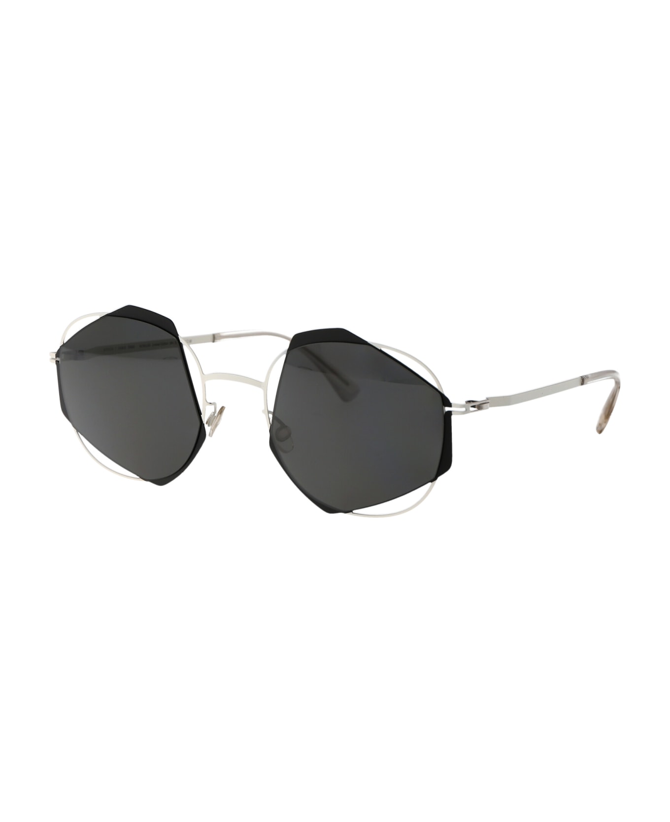 Mykita Achilles Sunglasses - 424 Antique White/Black Darkgrey Solid 