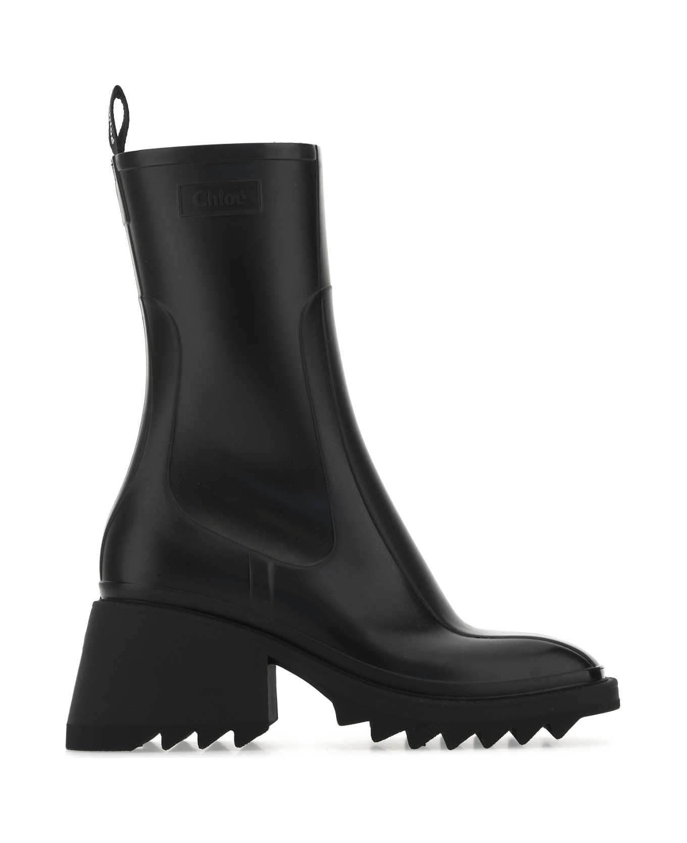 Chloé Black Rubber Ankle Boots - 001