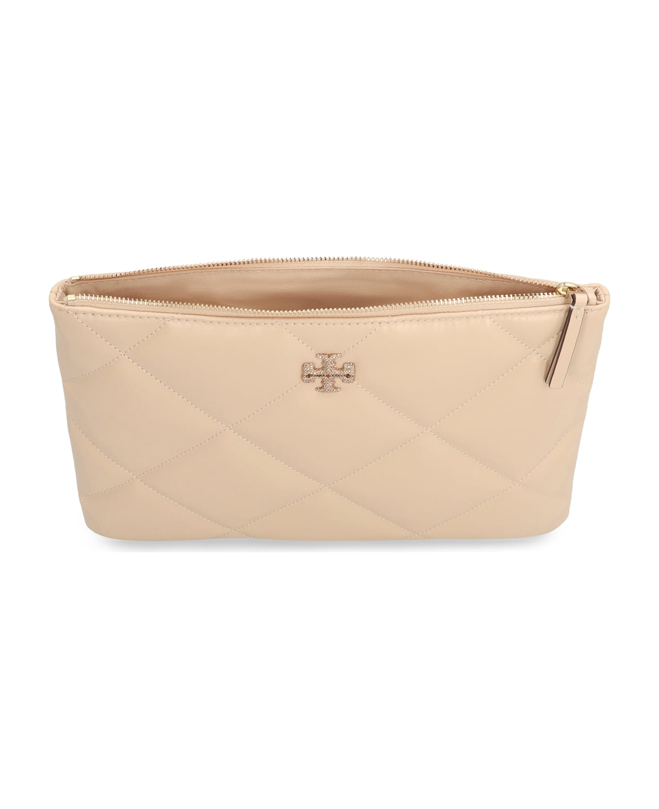 Tory Burch Kira Leather Clutch - panna