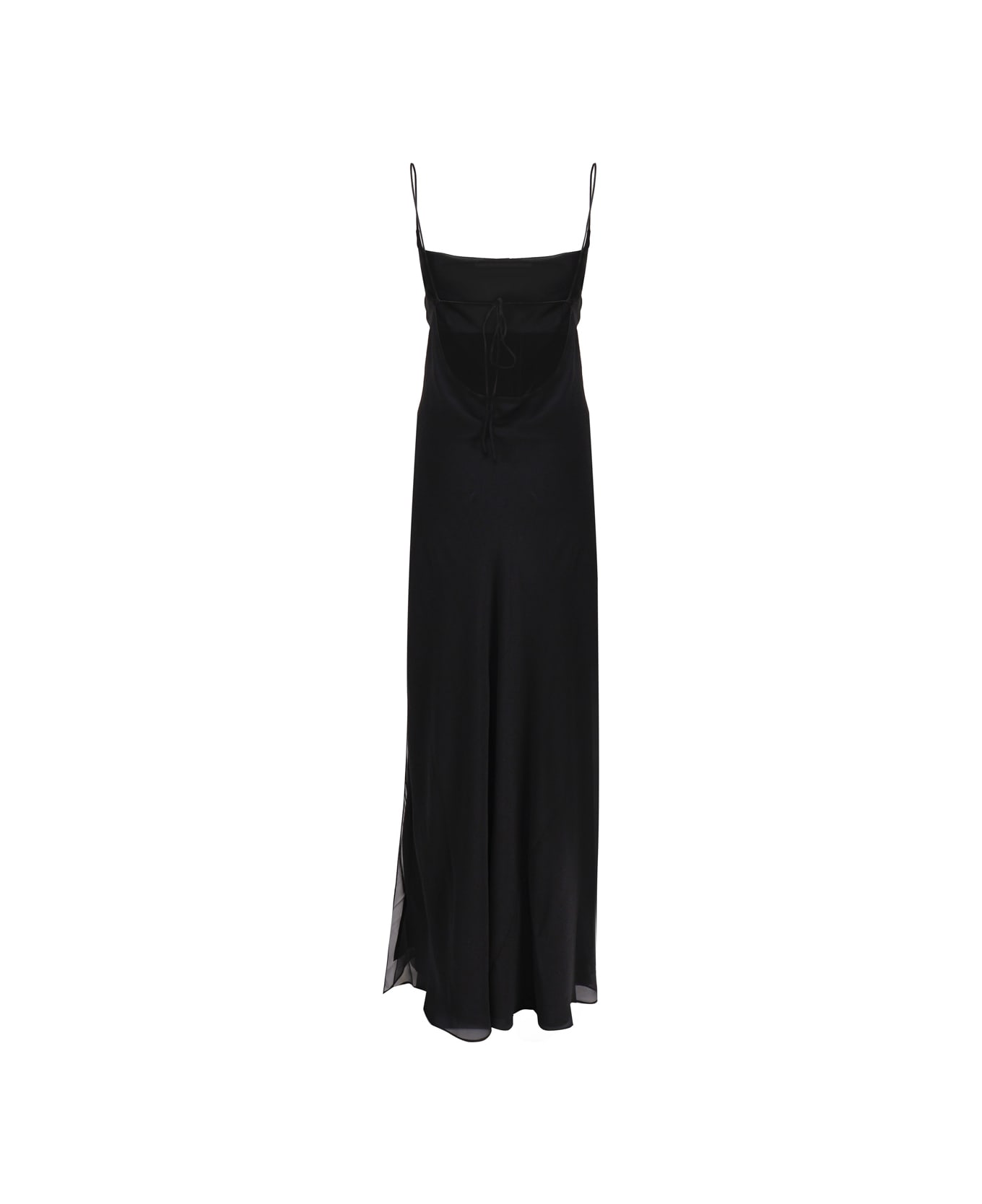 The Andamane Long Dress With Shawl Neckline - Black