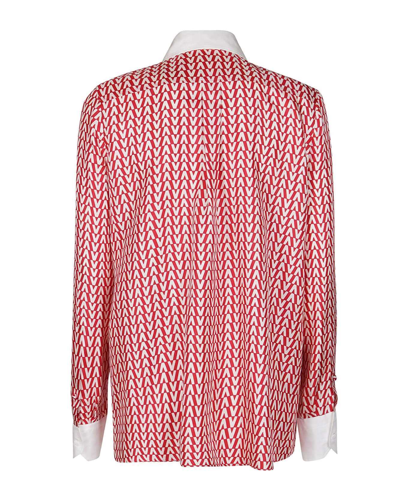 Valentino Vlogo Print Tie-detailed Shirt - Rosso/avorio