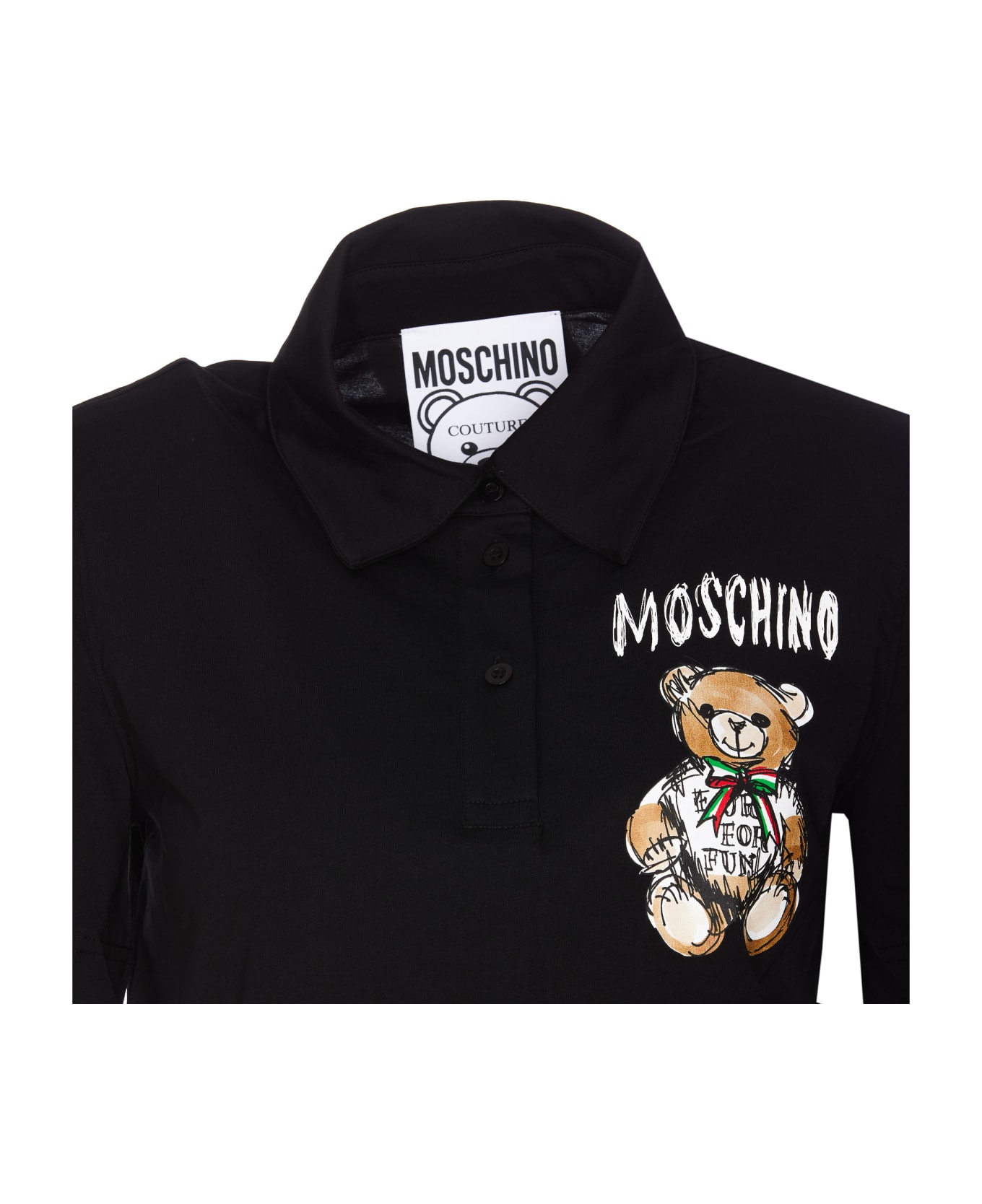 Moschino Cropped Drawn Teddy Bear T-shirt - Black ポロシャツ