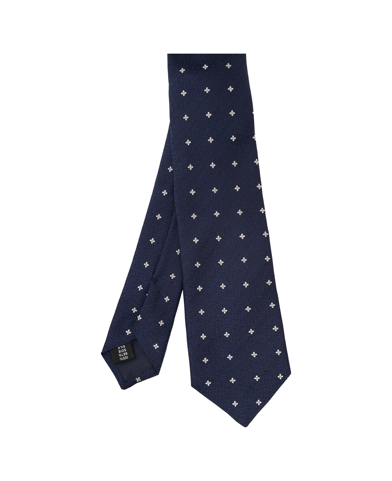 Tagliatore Blue Tie With Floiwer Embroidery In Silk Man - Blu ネクタイ