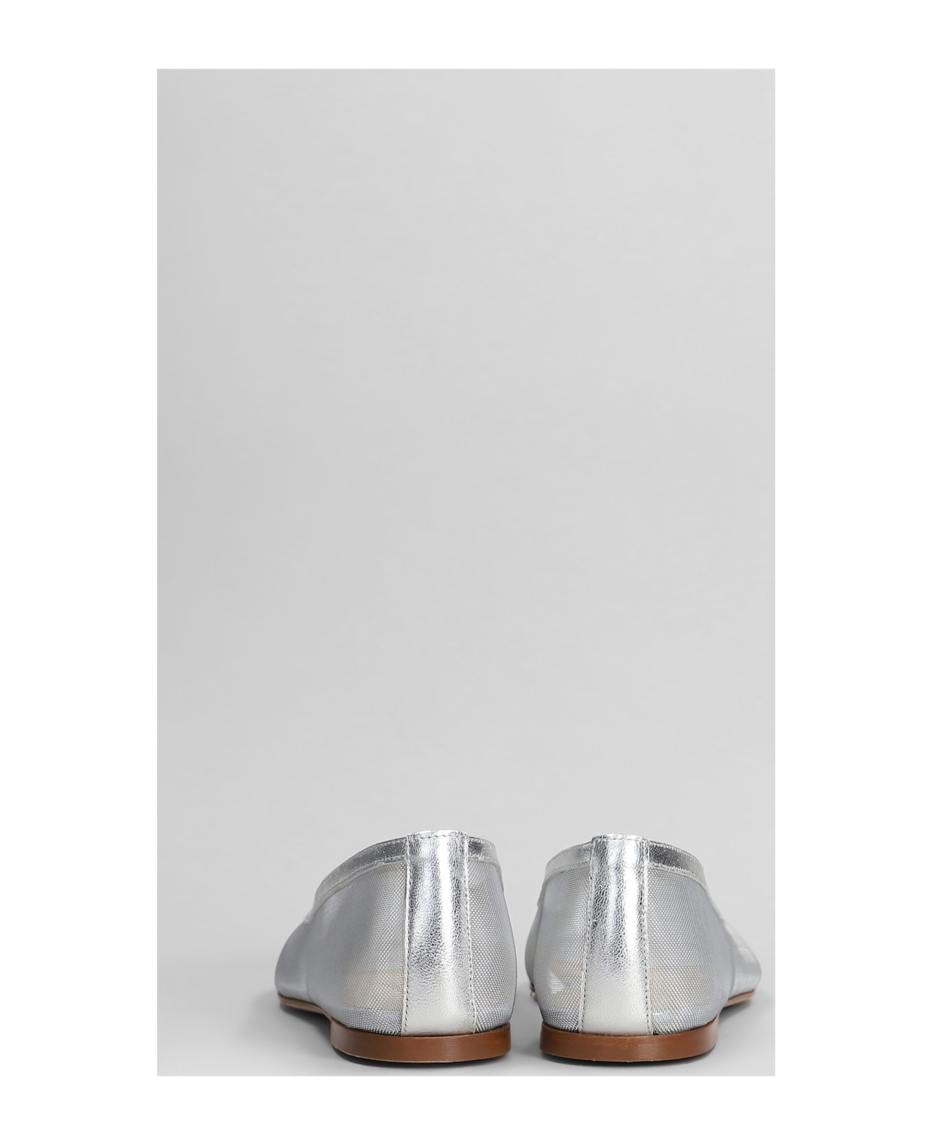 Fabio Rusconi Ballet Flats In Silver Leather And Fabric - silver