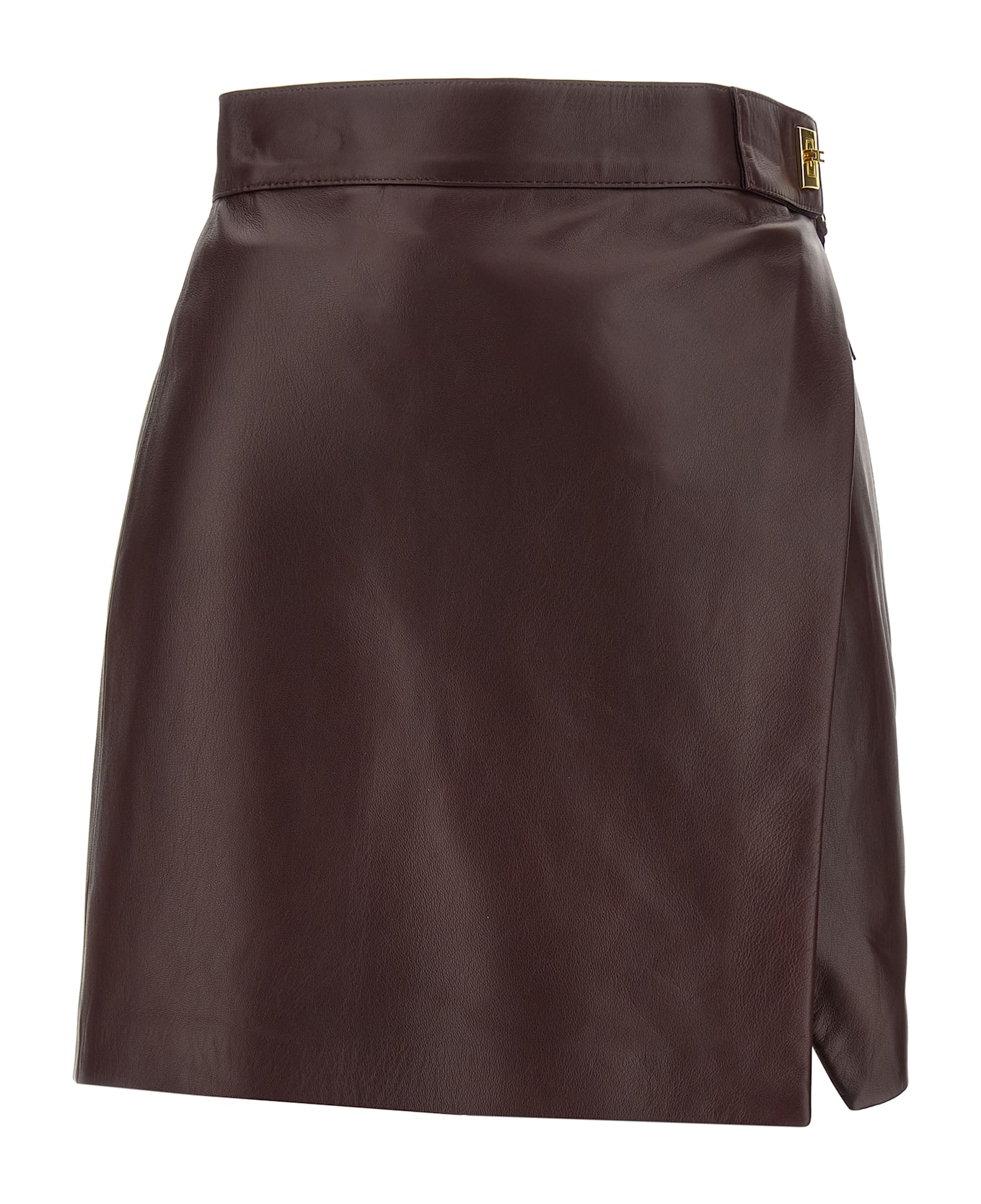 Elisabetta Franchi Nappa Skirt - Bordeaux