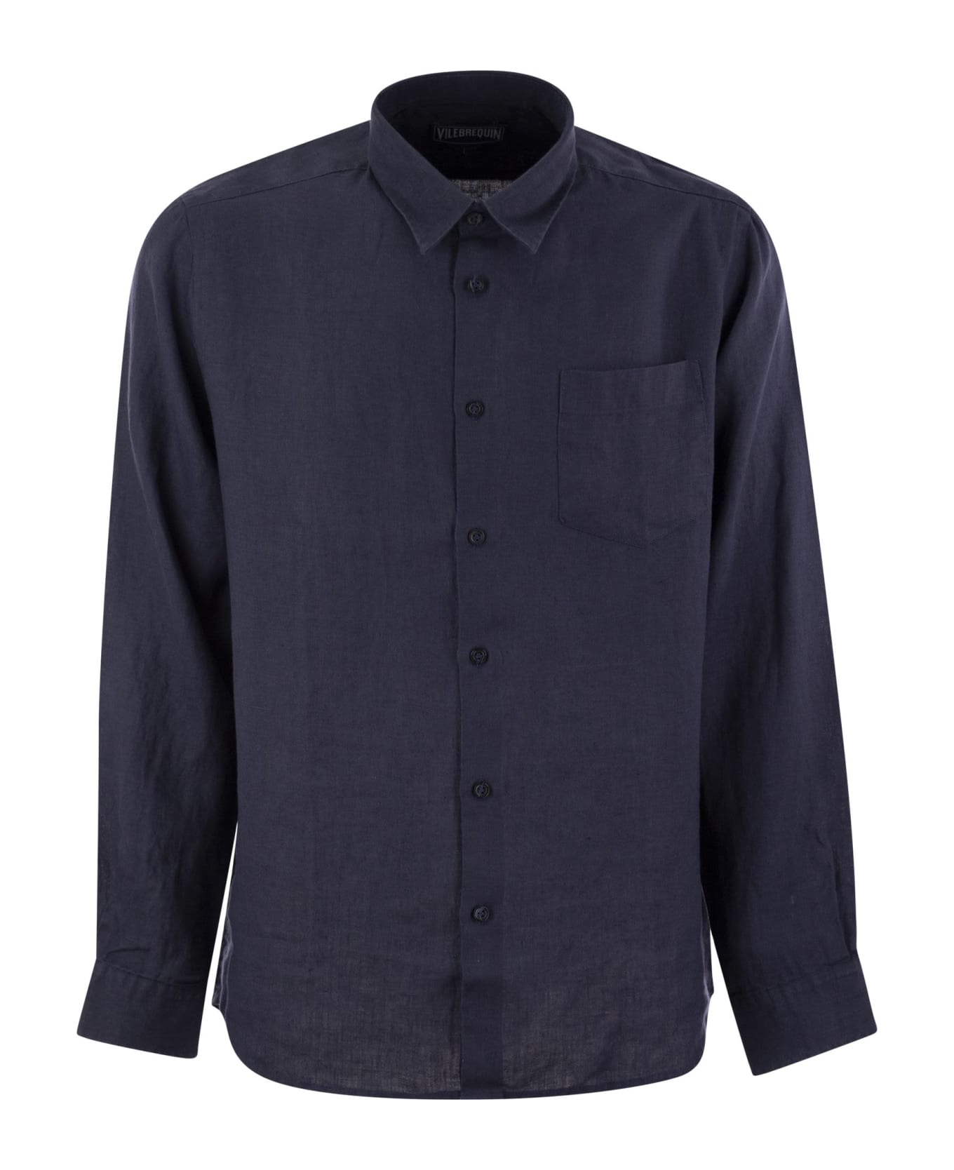 Vilebrequin Long-sleeved Linen Shirt - Marine Blue シャツ