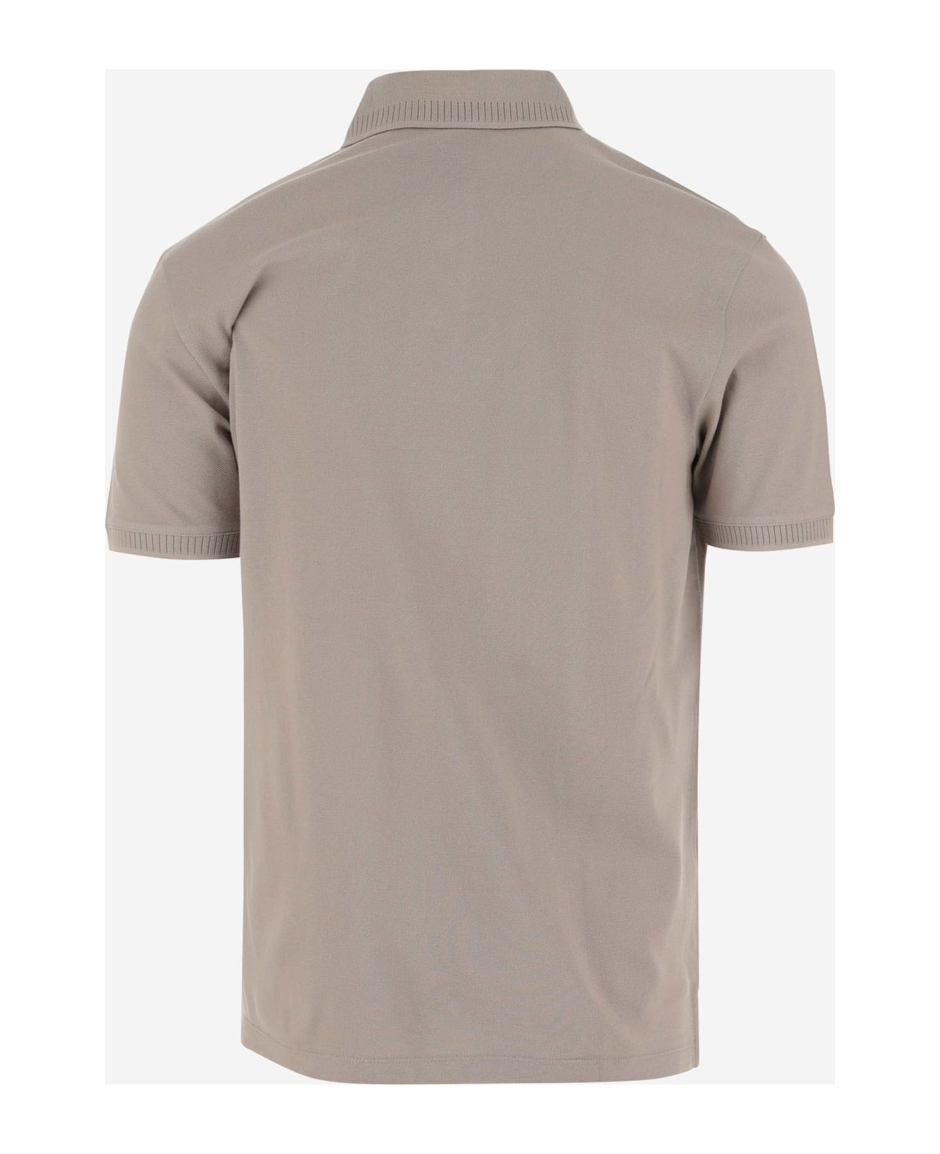 Emporio Armani Cotton Polo Shirt With Logo - Beige