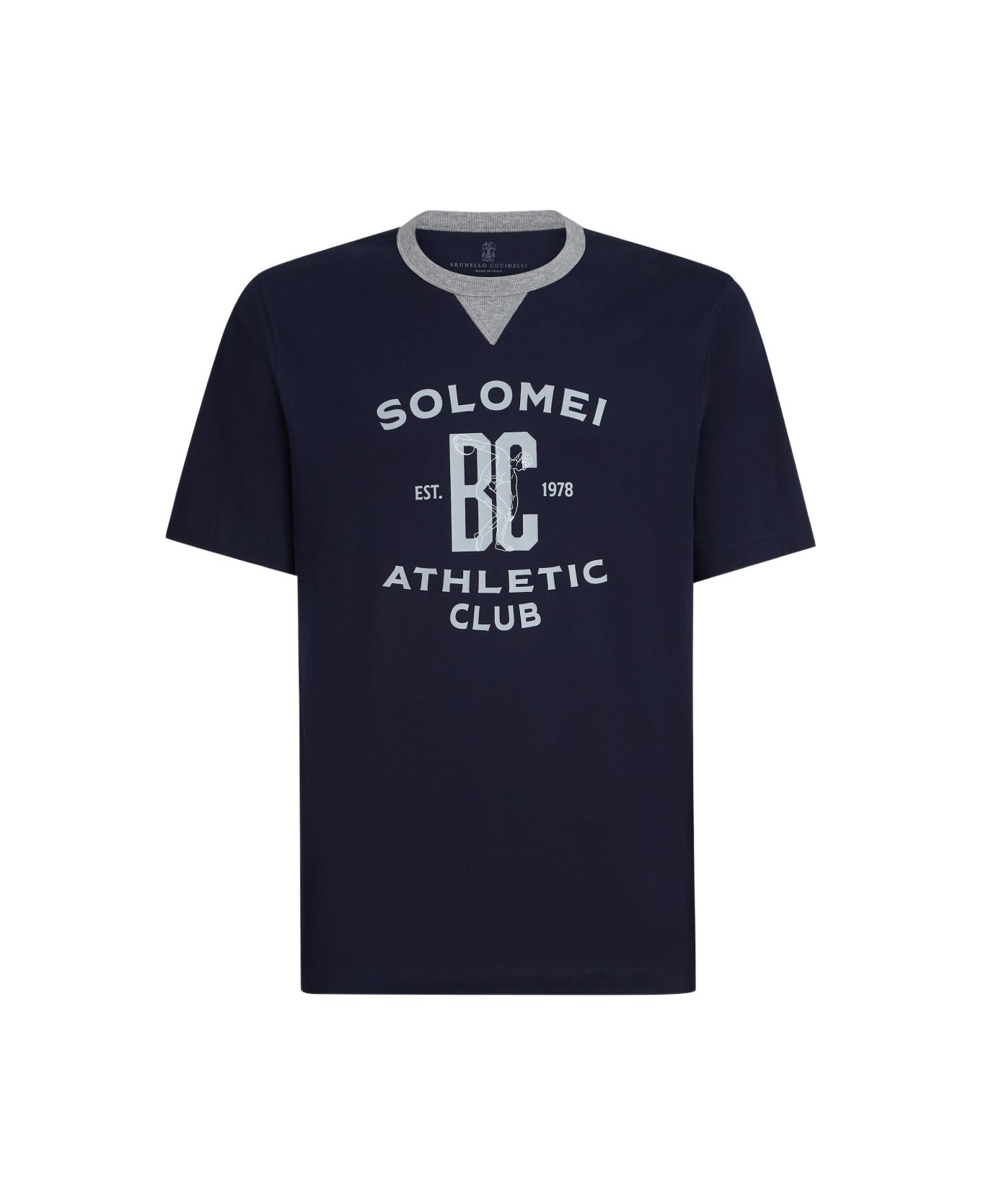 Brunello Cucinelli Logo Cotton T-shirt - Blue