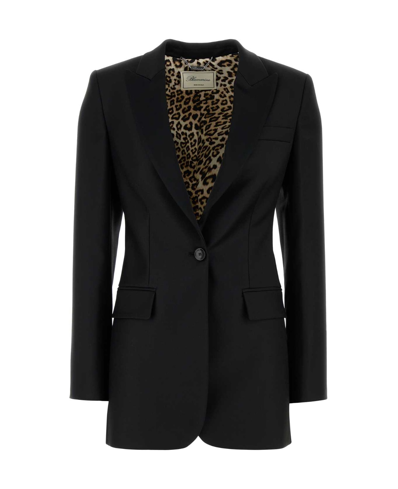 Blumarine Black Stretch Polyester Blend Blazer - Black