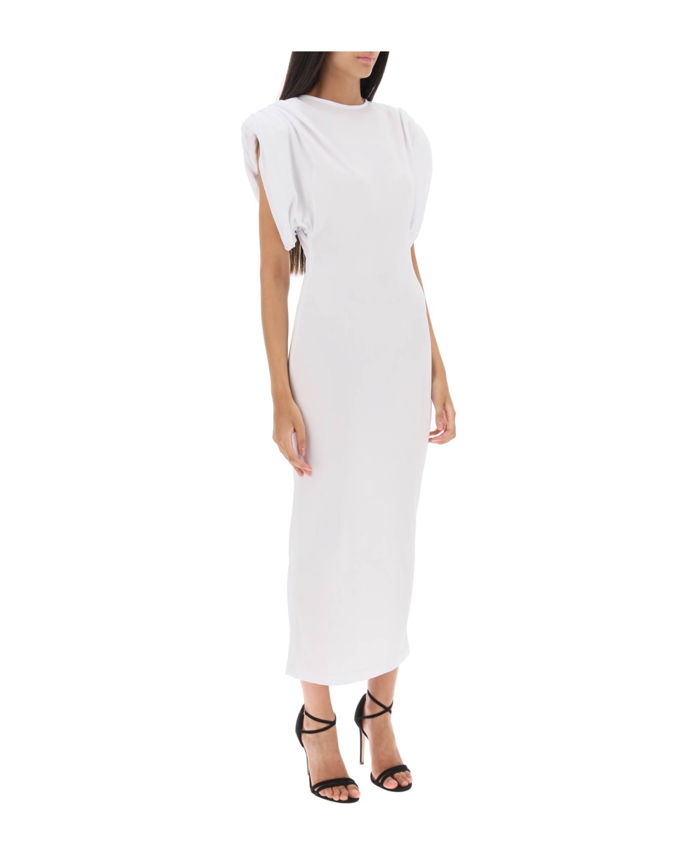WARDROBE.NYC Midi Sheath Dress With Structured Shoulders - WHITE (White)